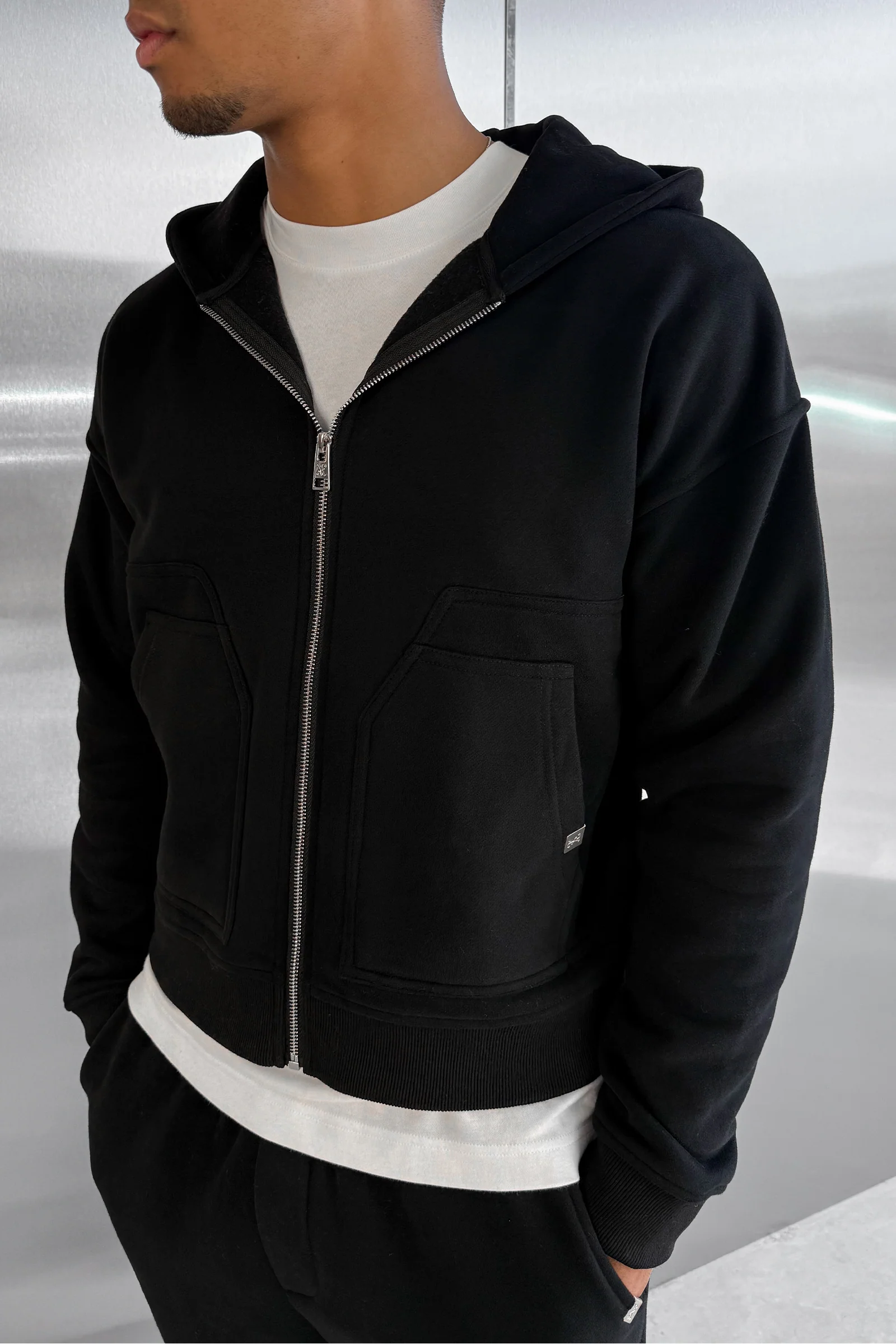 Boxy Carpenter Hoodie - Black - Image 4