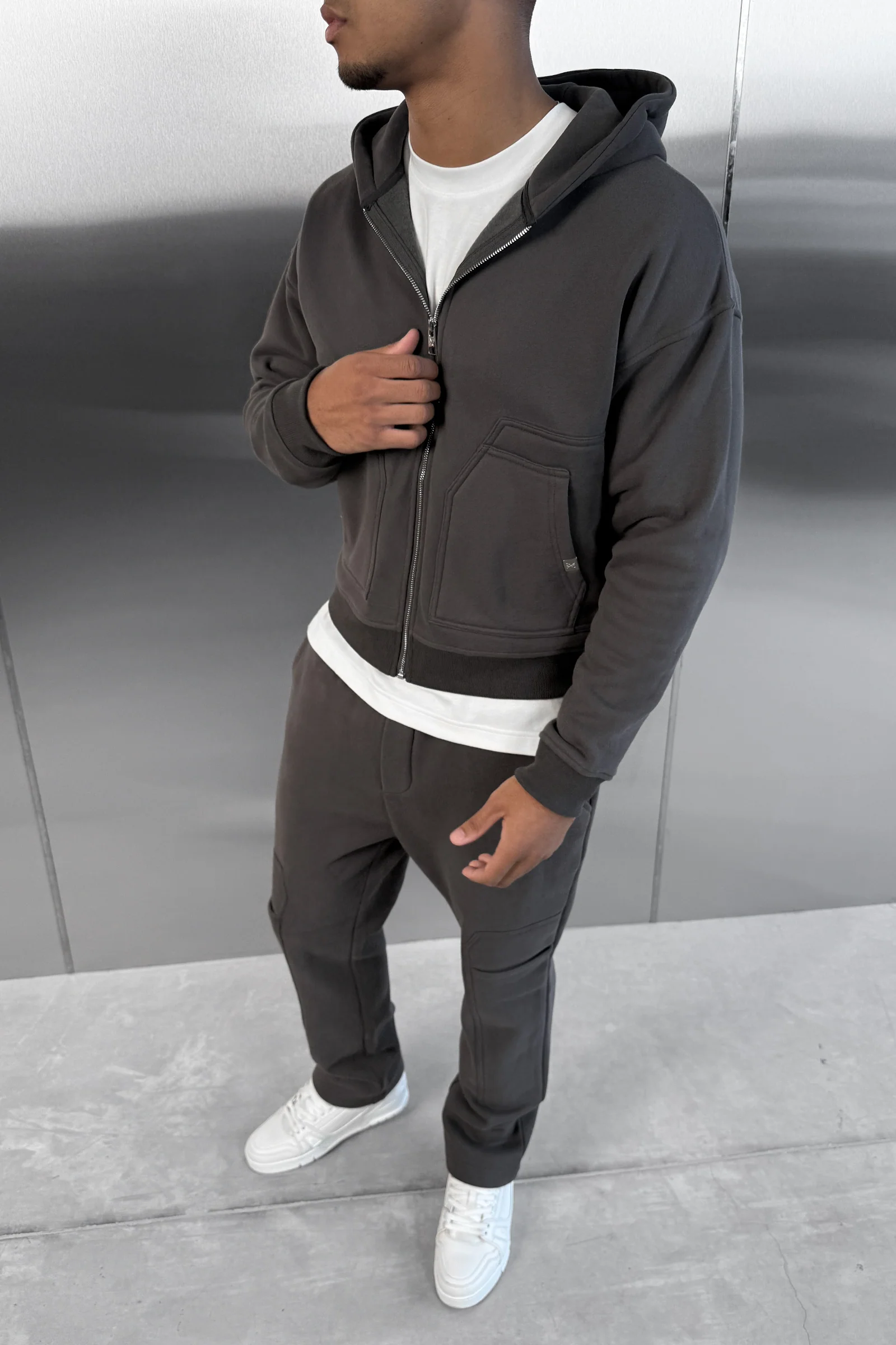 Boxy Carpenter Hoodie - Charcoal - Image 5
