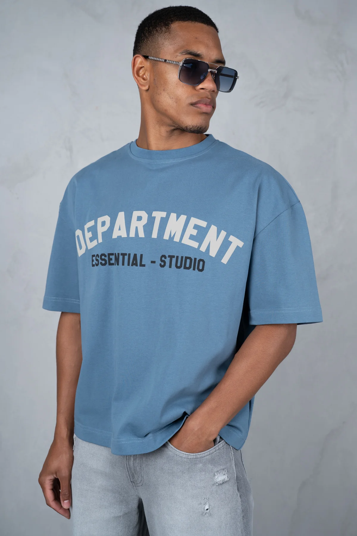Boxy Department T-Shirt - Slate Blue - Image 5