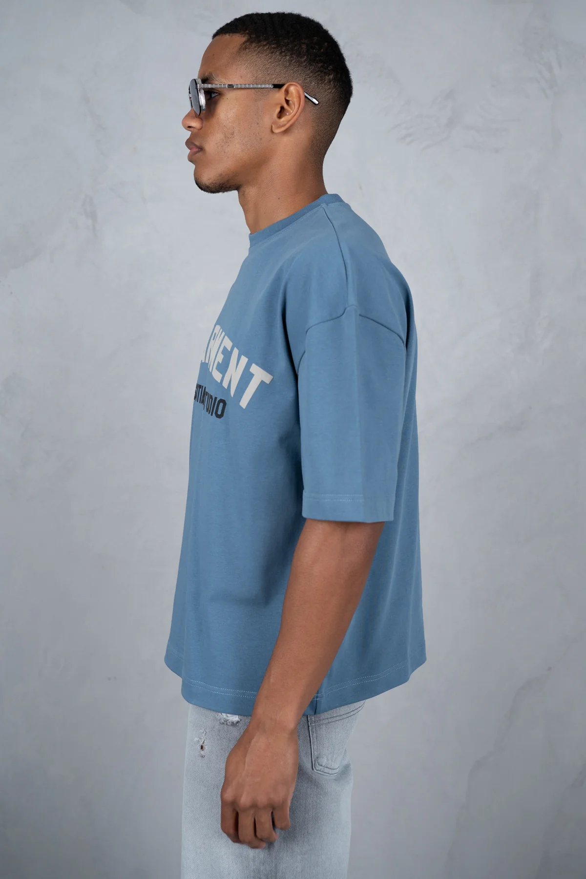 Boxy Department T-Shirt - Slate Blue - Image 8