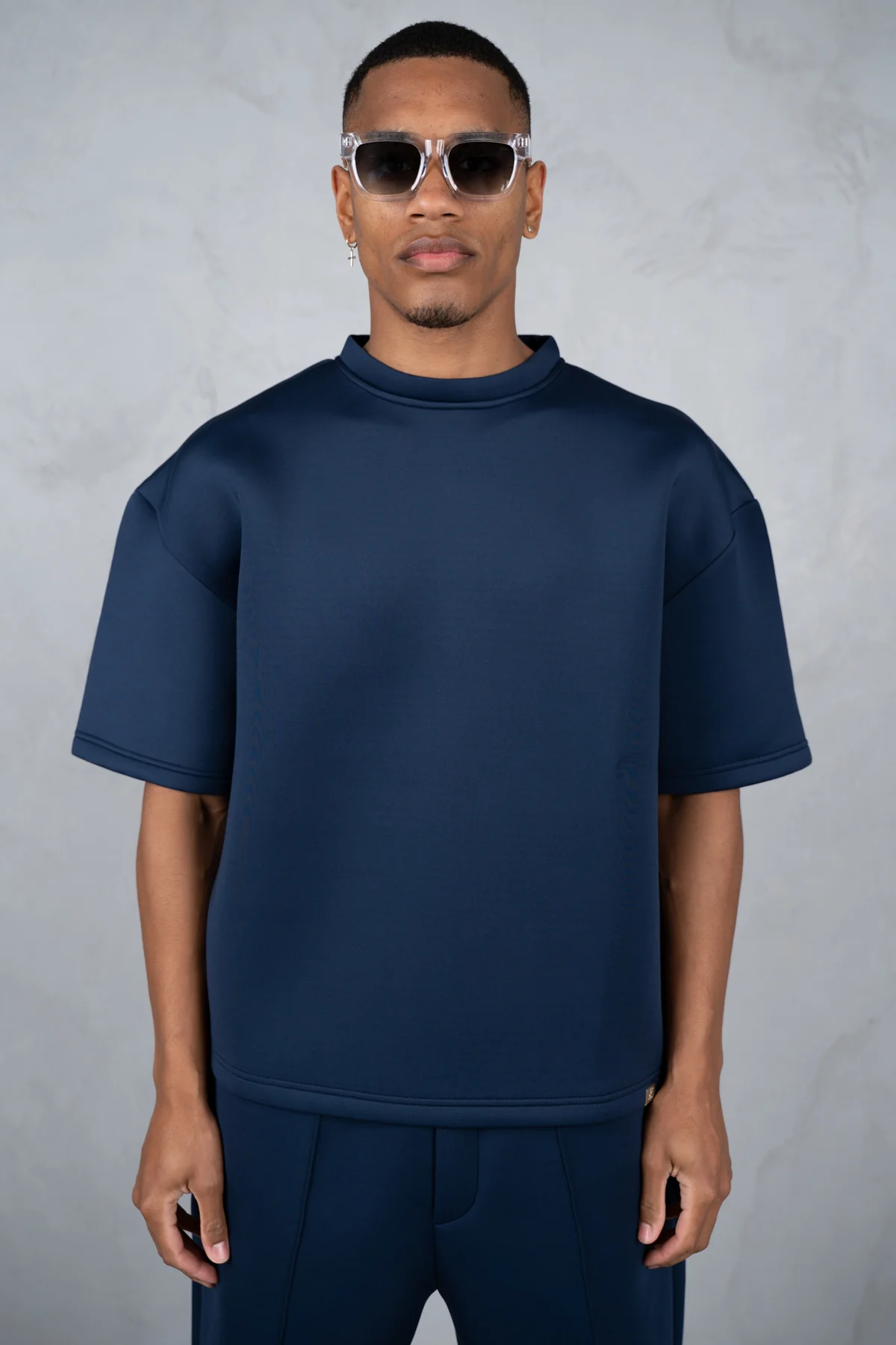 Boxy Scuba T-Shirt - Navy - Image 6