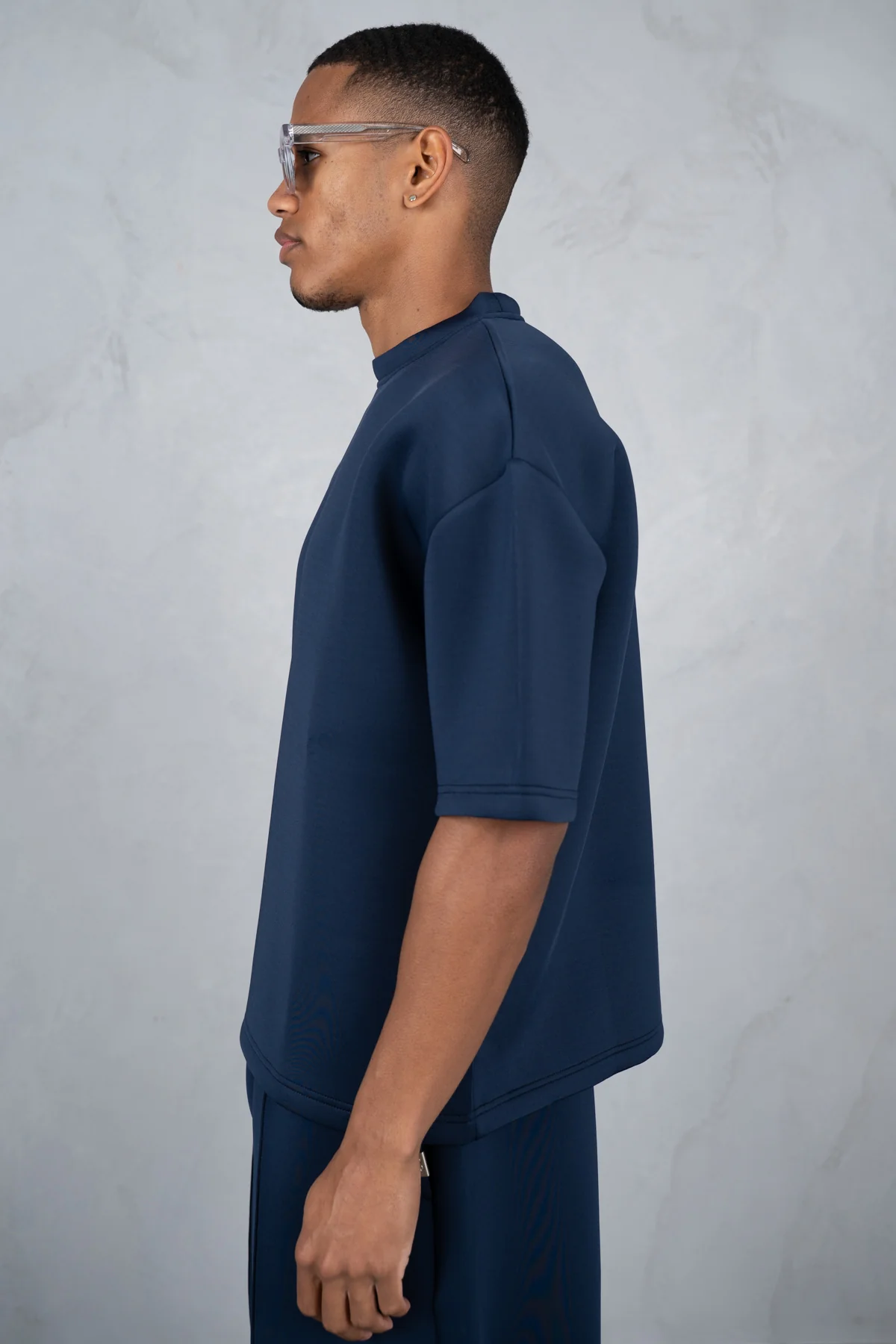 Boxy Scuba T-Shirt - Navy - Image 9