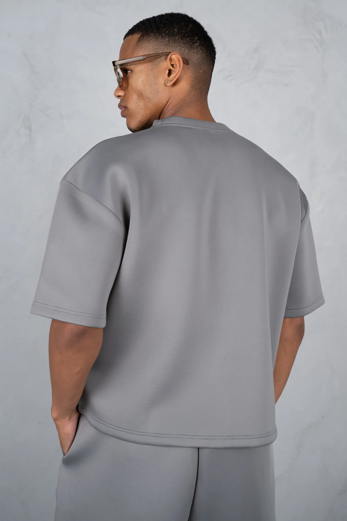 Boxy Scuba T-Shirt - Grey - Image 16