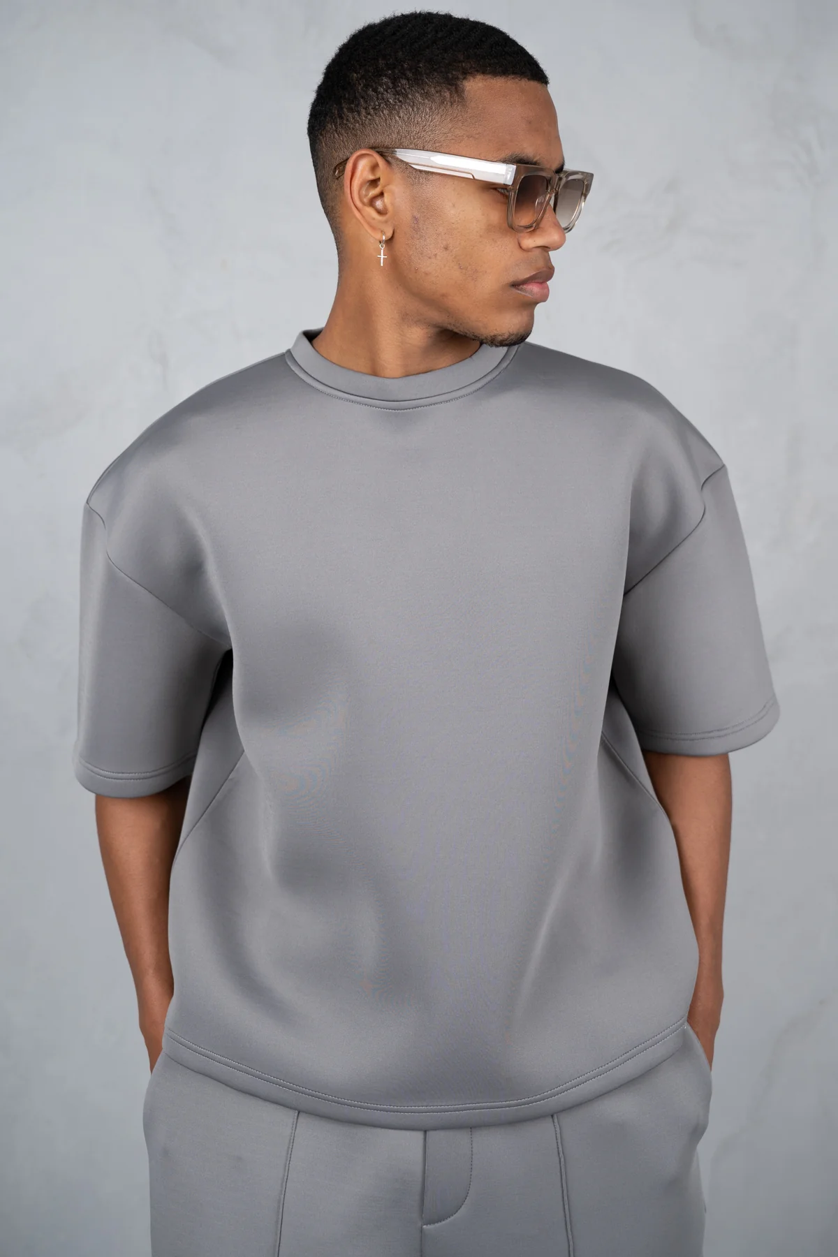 Boxy Scuba T-Shirt - Grey - Image 17