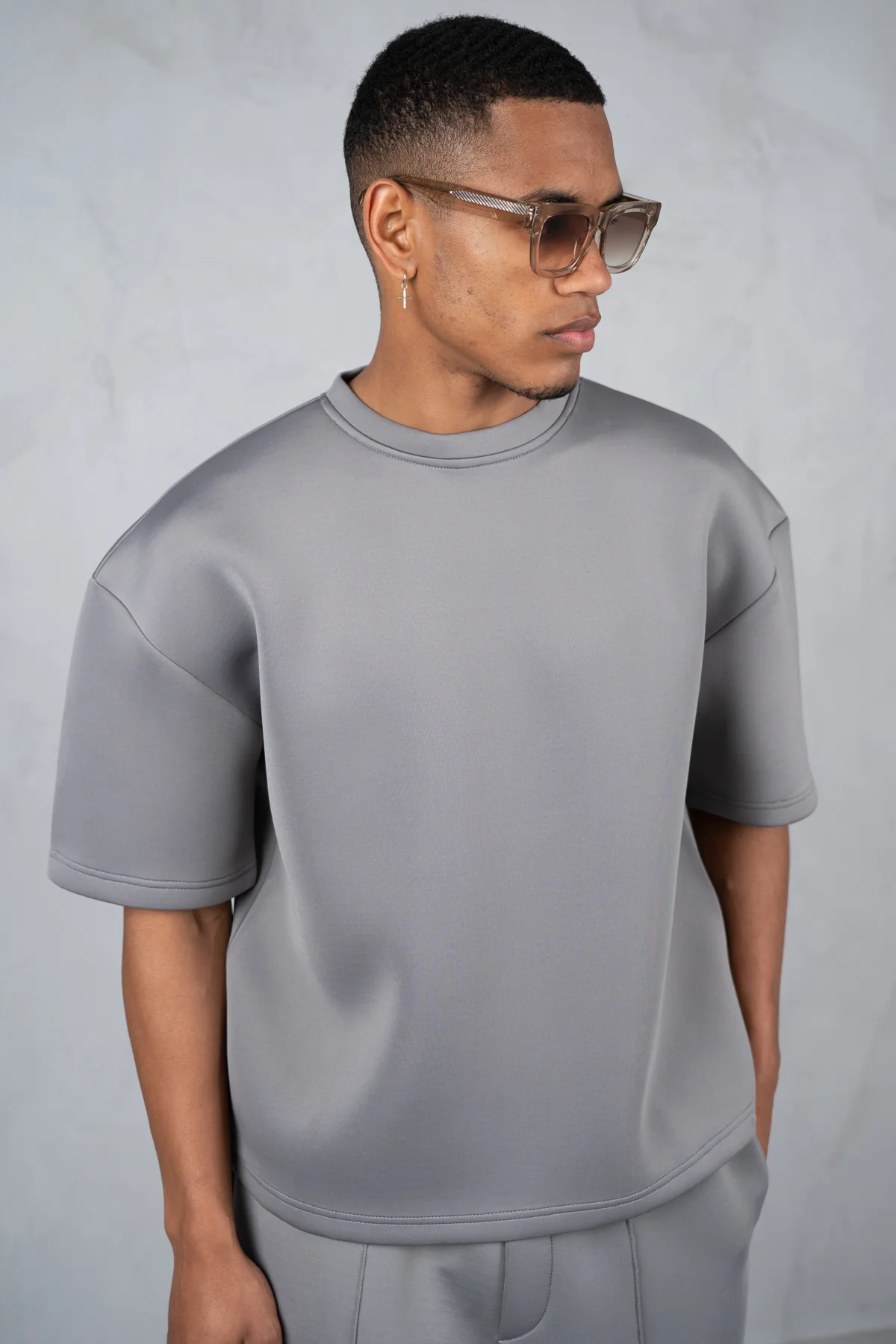 Boxy Scuba T-Shirt - Grey - Image 19