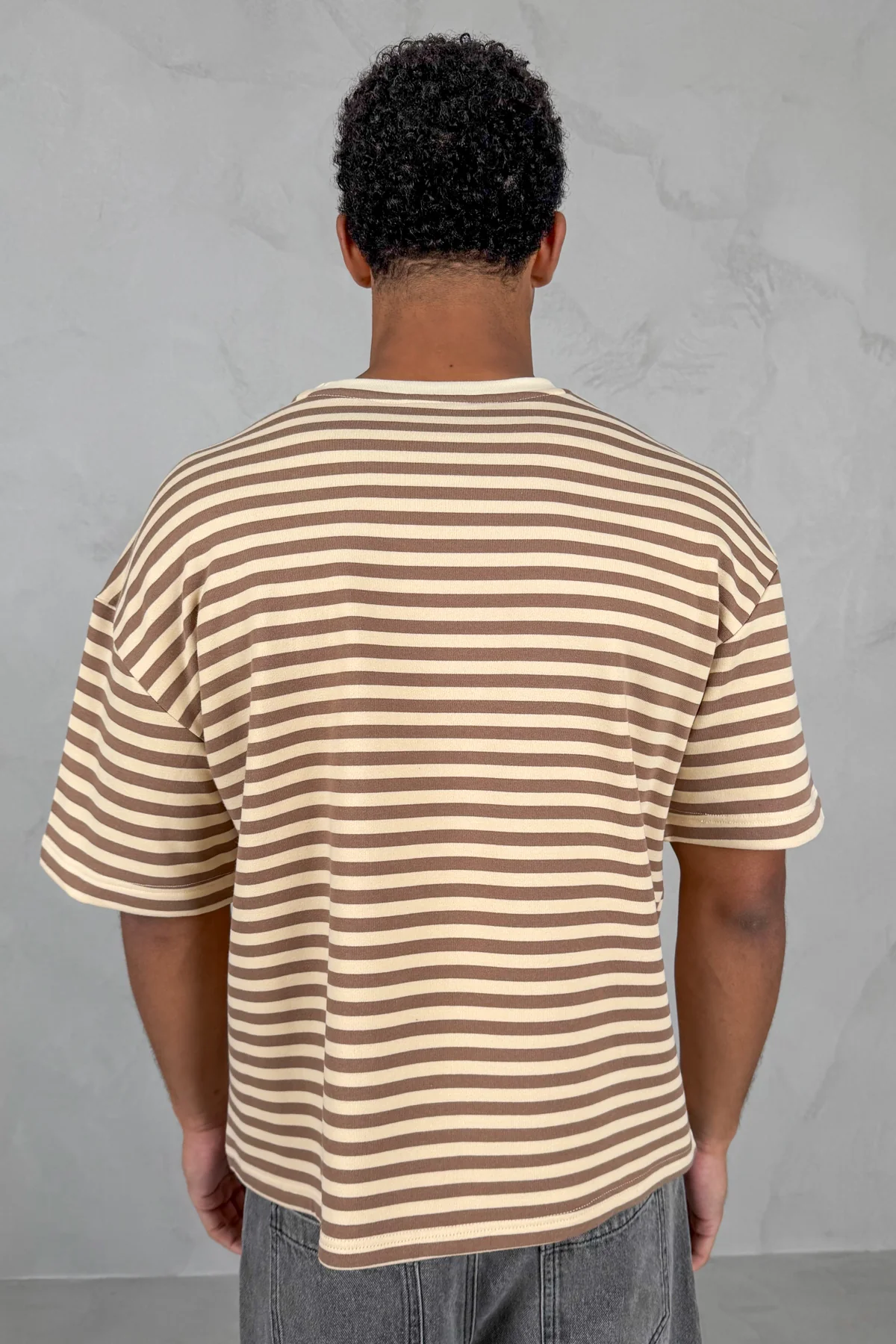 Boxy Stripe Pocket T-Shirt - Ecru - Image 7