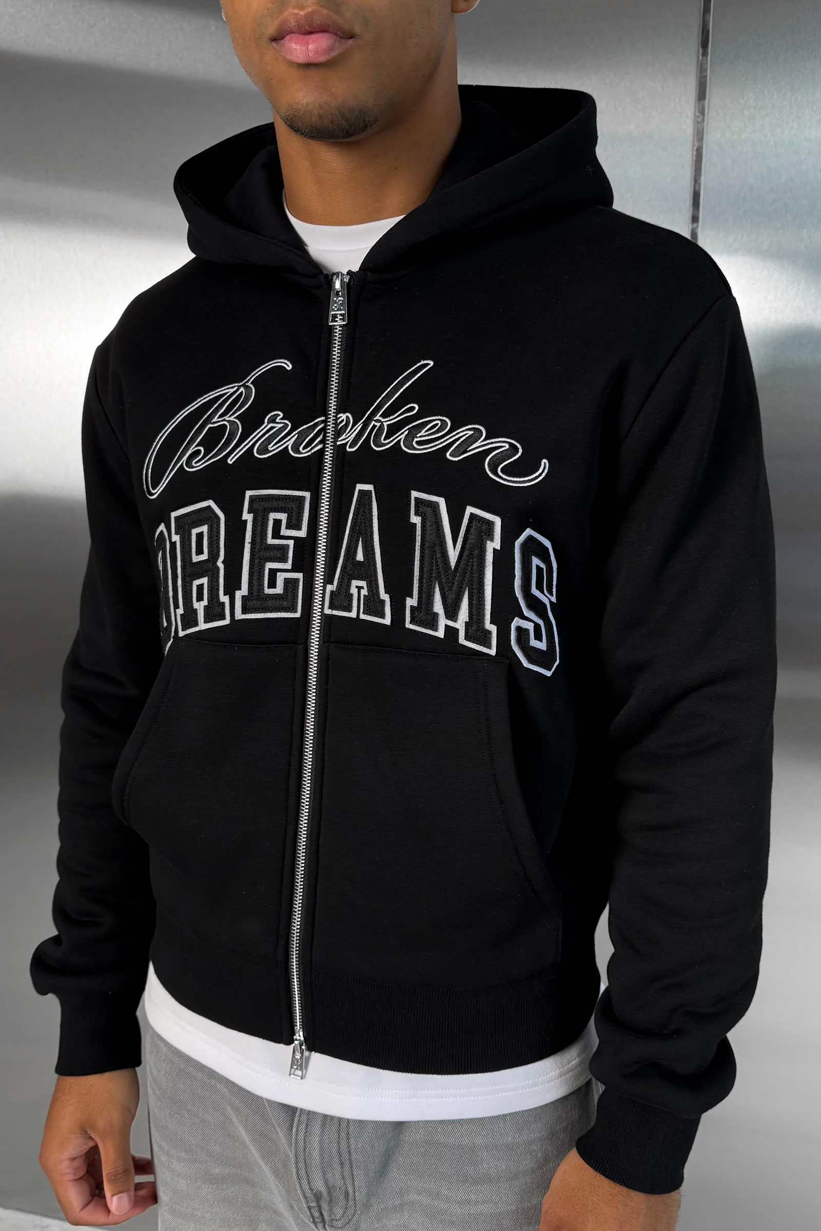 Broken Dreams Boxy Double Zip Hoody
- Black