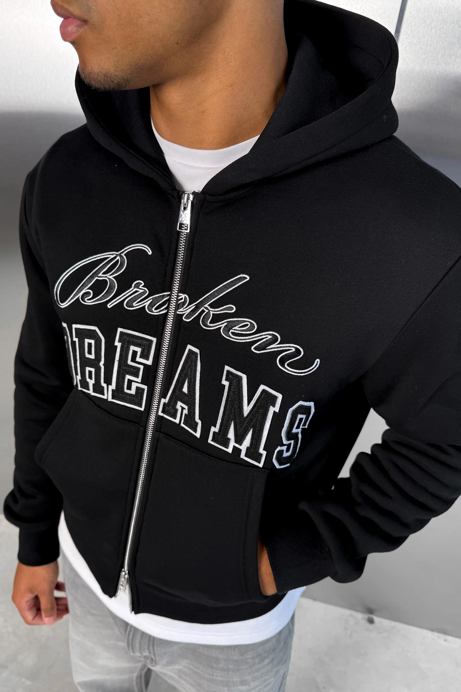 Broken Dreams Boxy Double Zip Hoody
- Black - Image 2