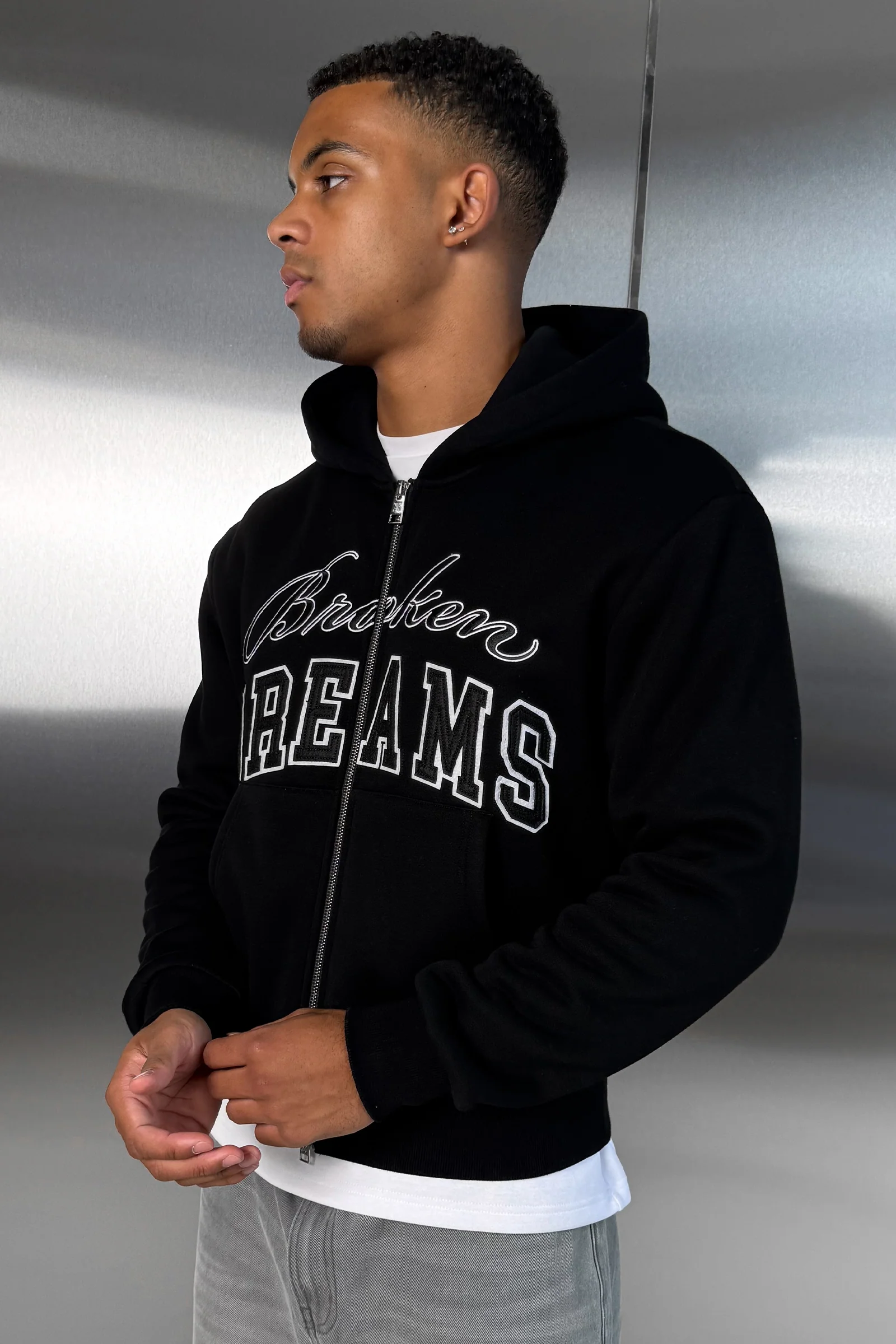 Broken Dreams Boxy Double Zip Hoody
- Black - Image 4