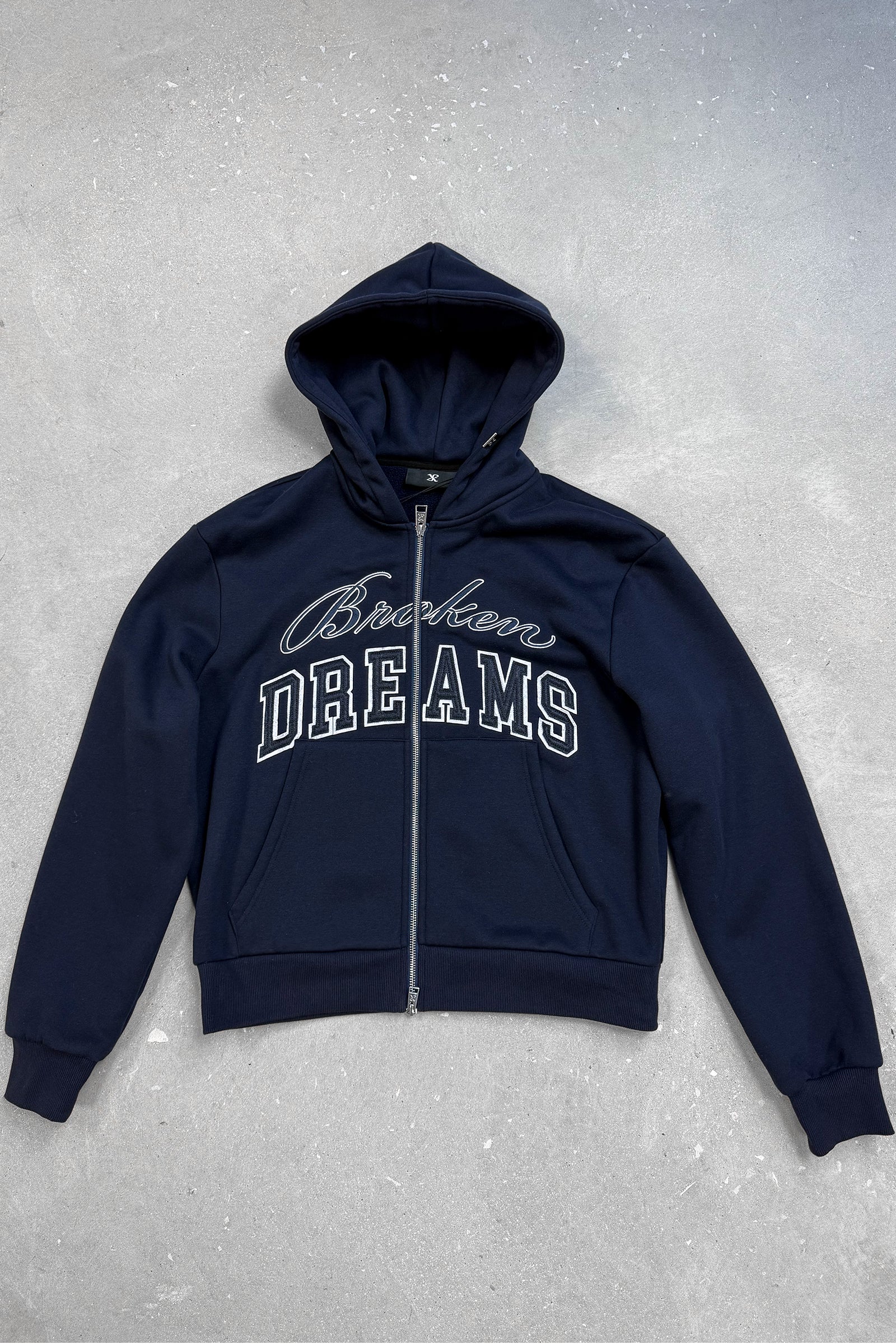 Broken Dreams Boxy Double Zip Hoody  - Navy - Image 7