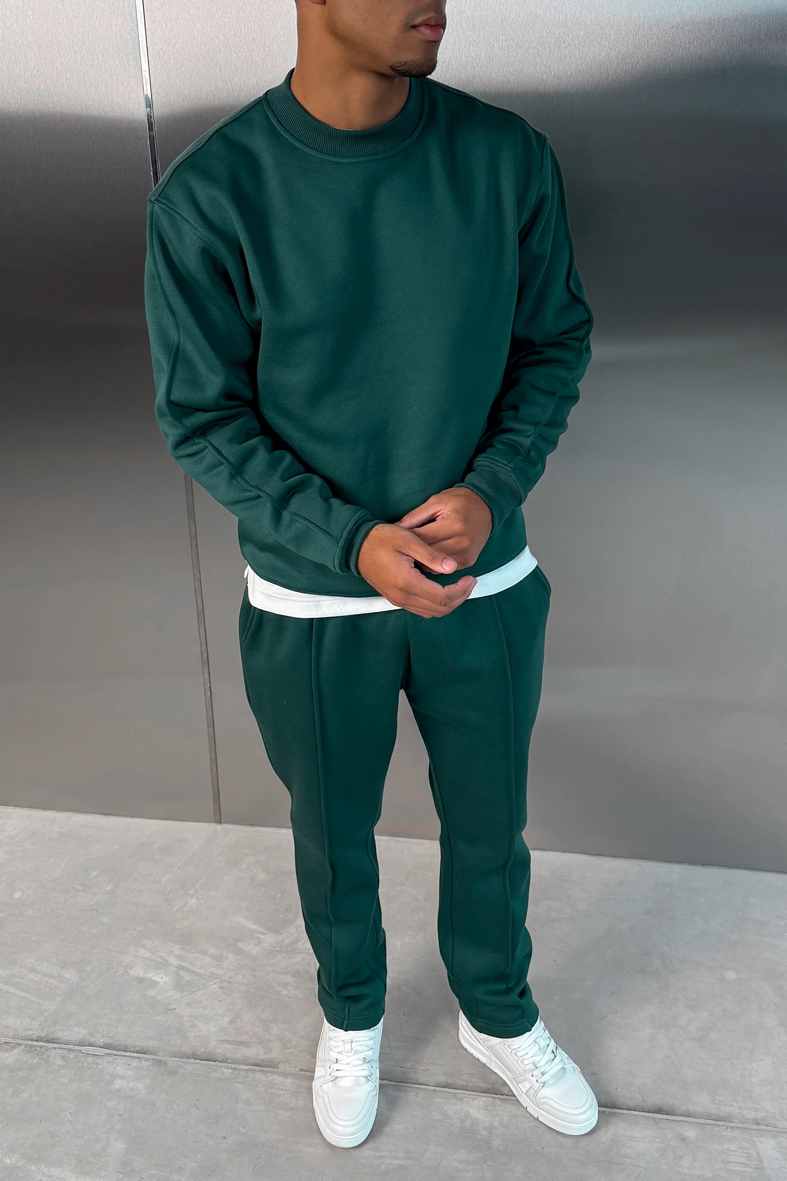 Relaxed Pintuck Joggers - Dark Teal - Image 4
