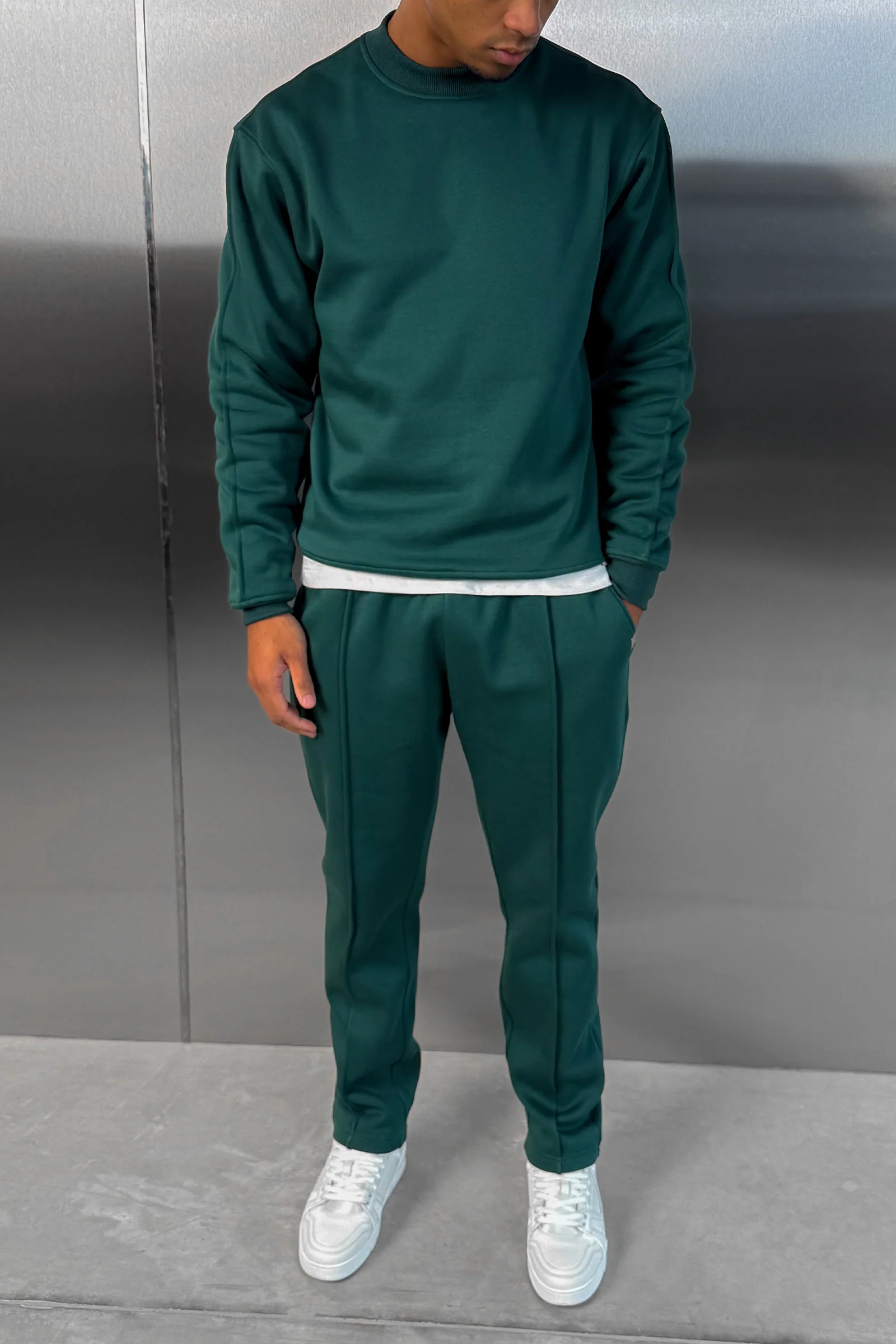 Relaxed Pintuck Joggers - Dark Teal - Image 5