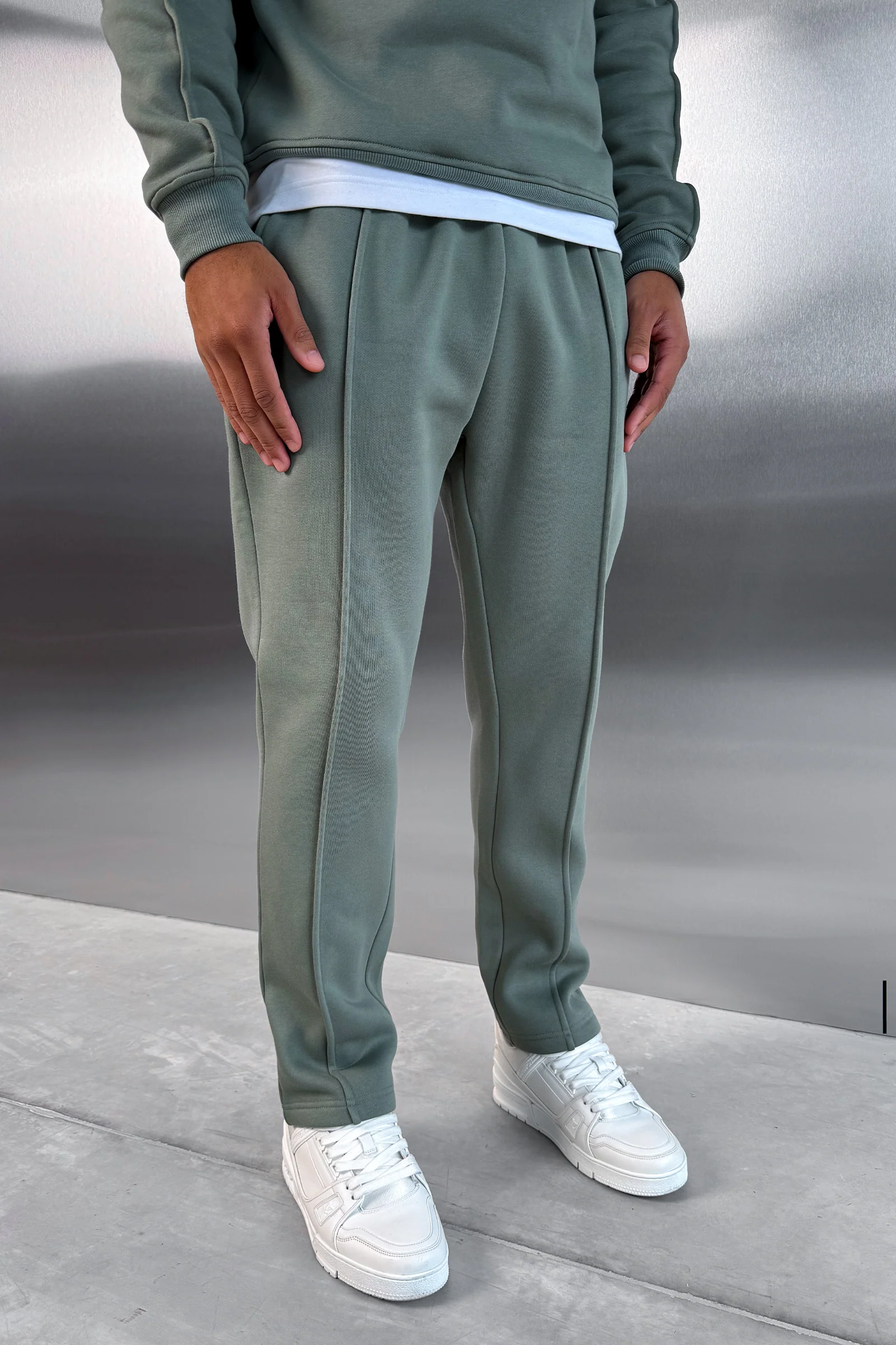 Relaxed Pintuck Joggers - Khaki - Image 2