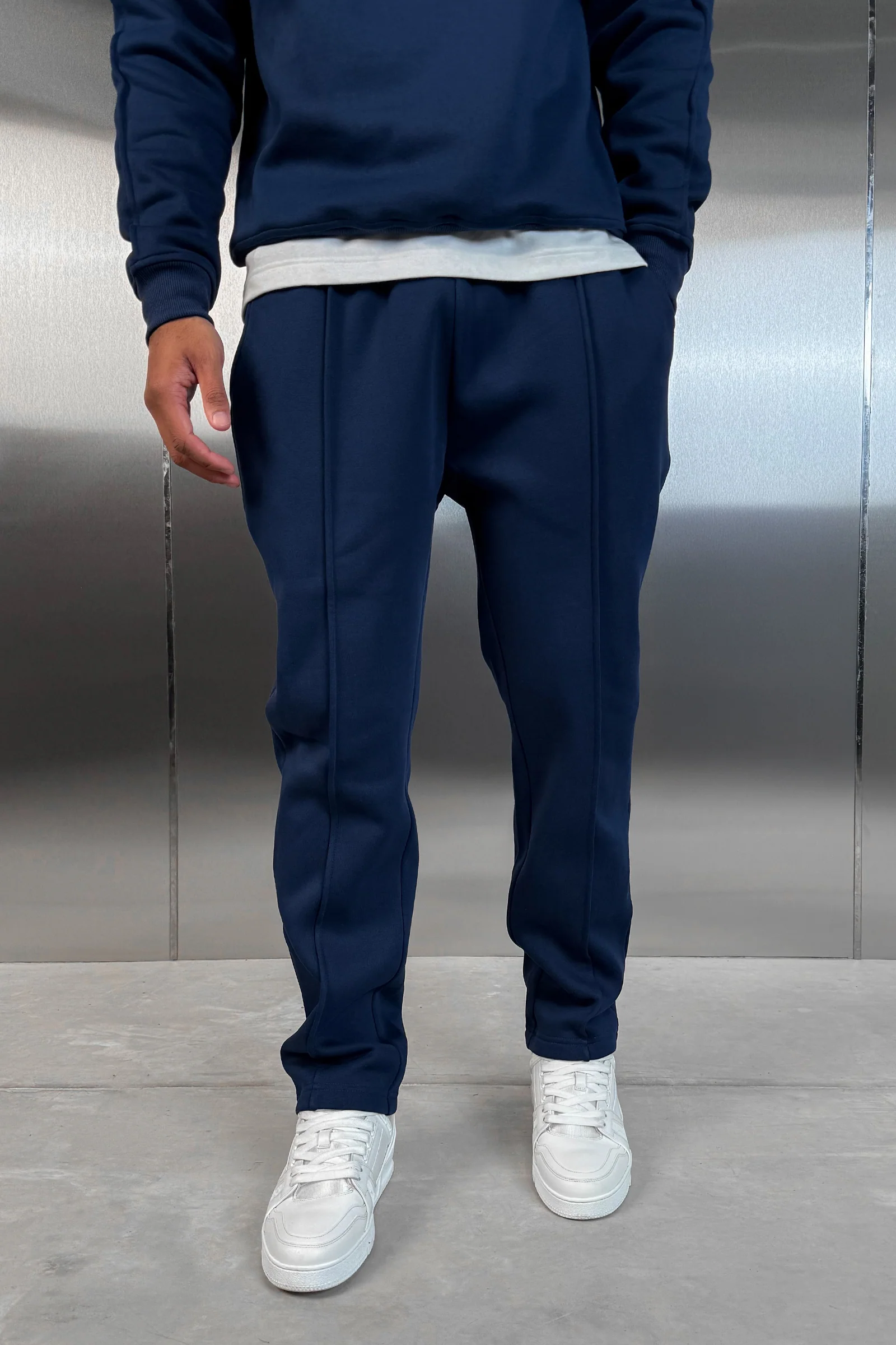 Relaxed Pintuck Joggers - Navy - Image 2