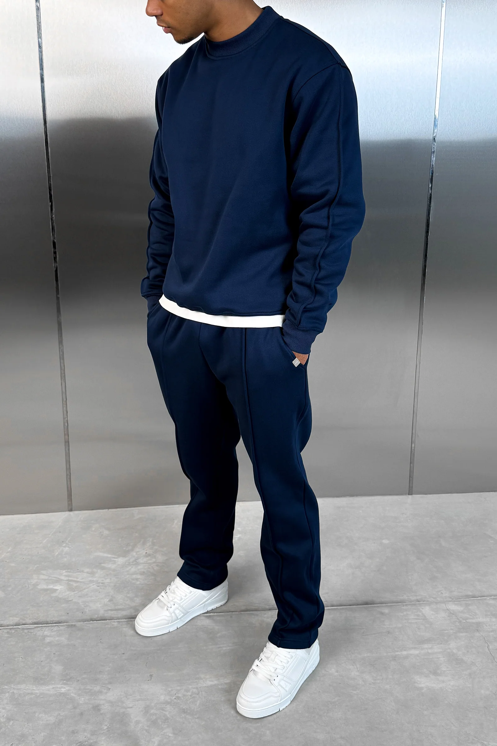 Relaxed Pintuck Joggers - Navy - Image 4