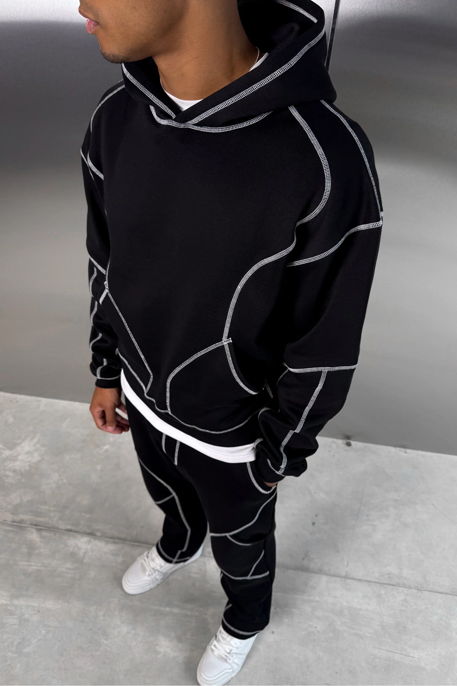 Contrast Stitch Straight Leg Jogger - Black - Image 8