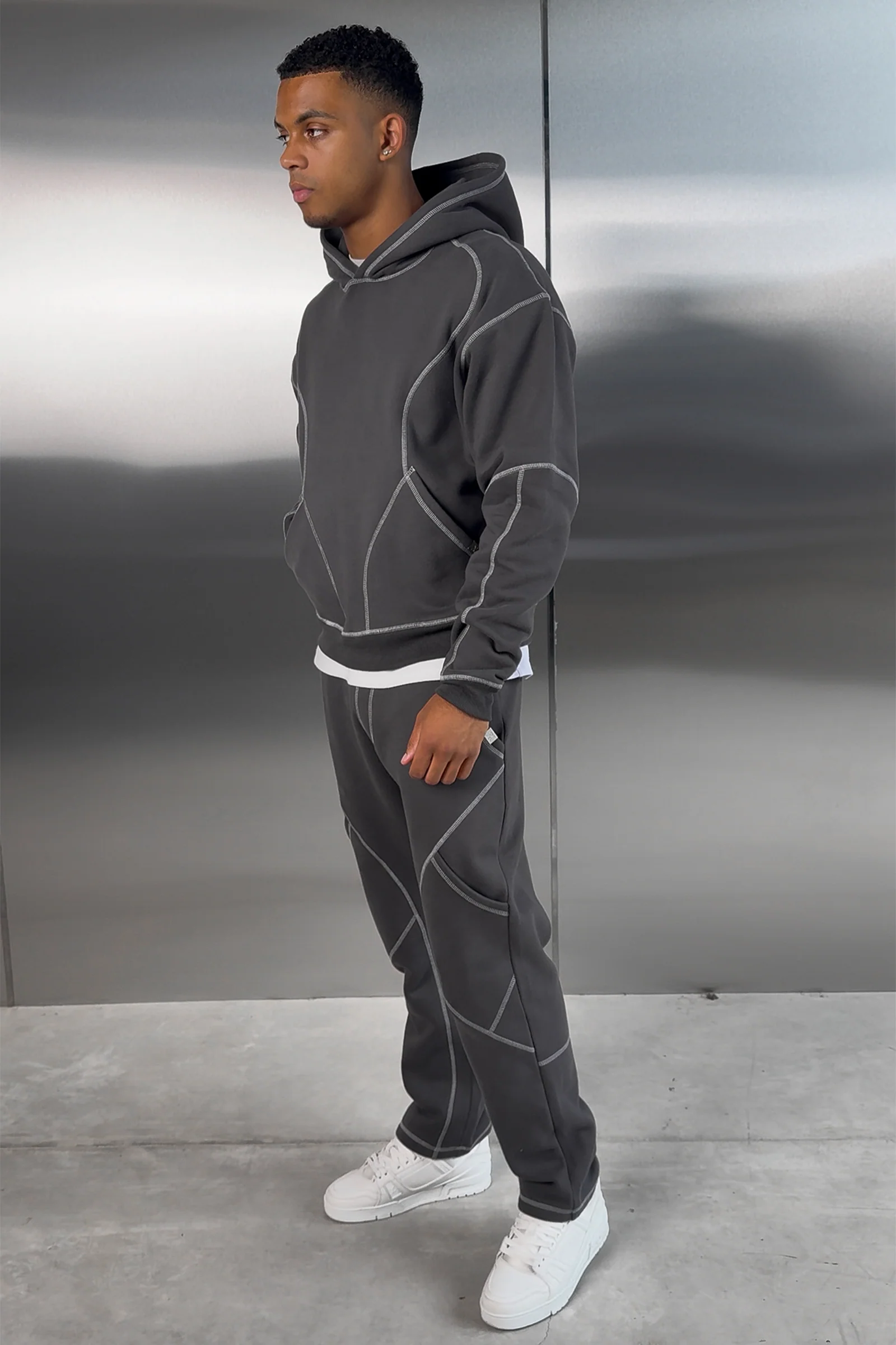 Contrast Stitch Straight Leg Jogger - Charcoal - Image 6