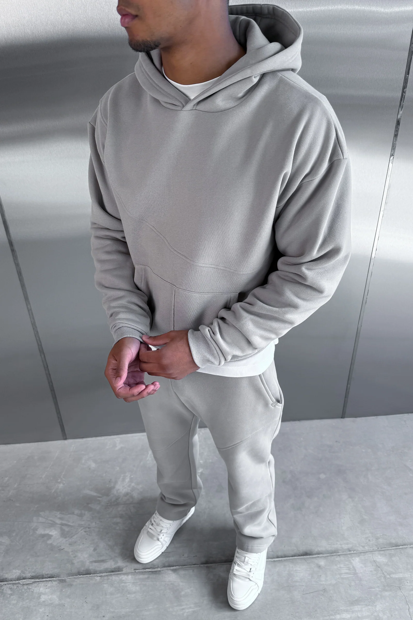 Curve Seam Straight Leg Jogger - Grey - Image 3