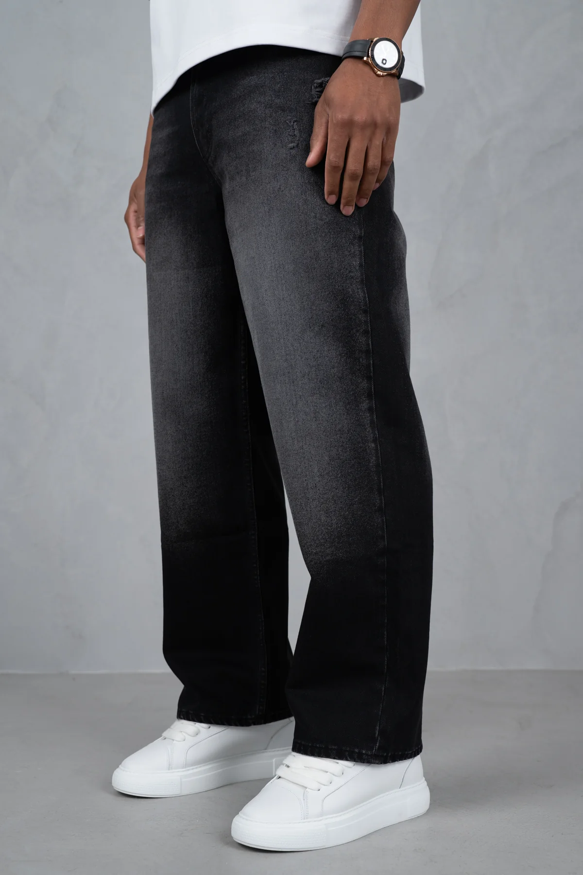 Straight Leg Washed Denim - Black - Image 3