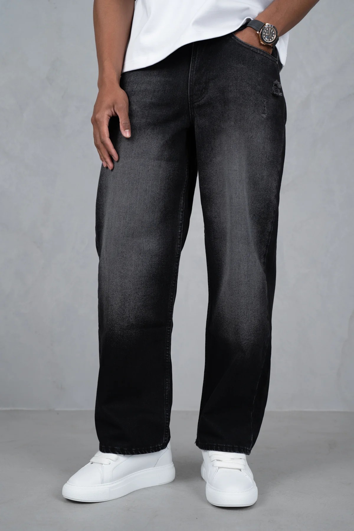 Straight Leg Washed Denim - Black - Image 4