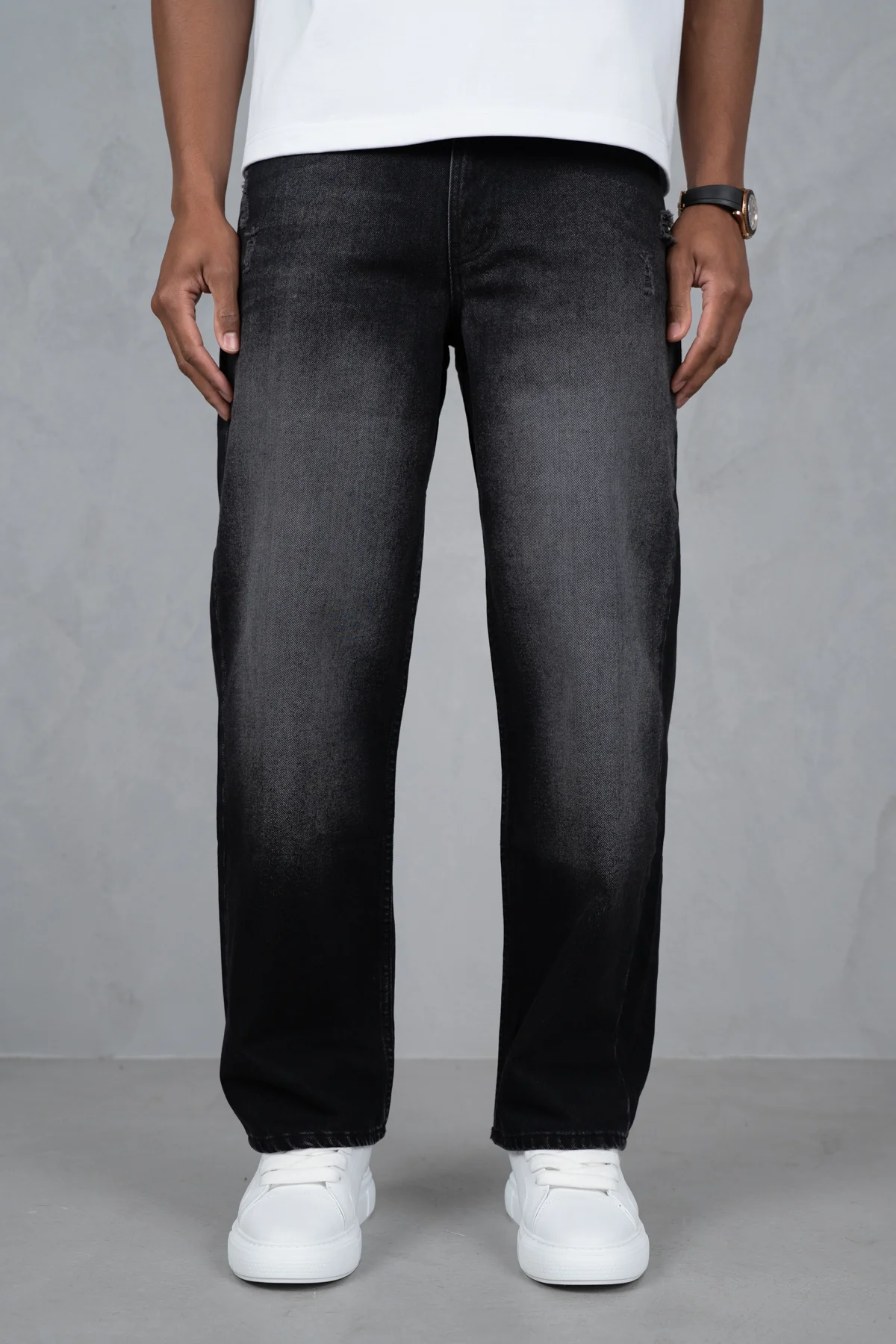 Straight Leg Washed Denim - Black - Image 5