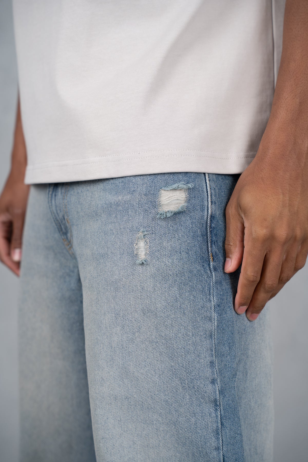 Straight Leg Washed Denim - Blue - Image 10