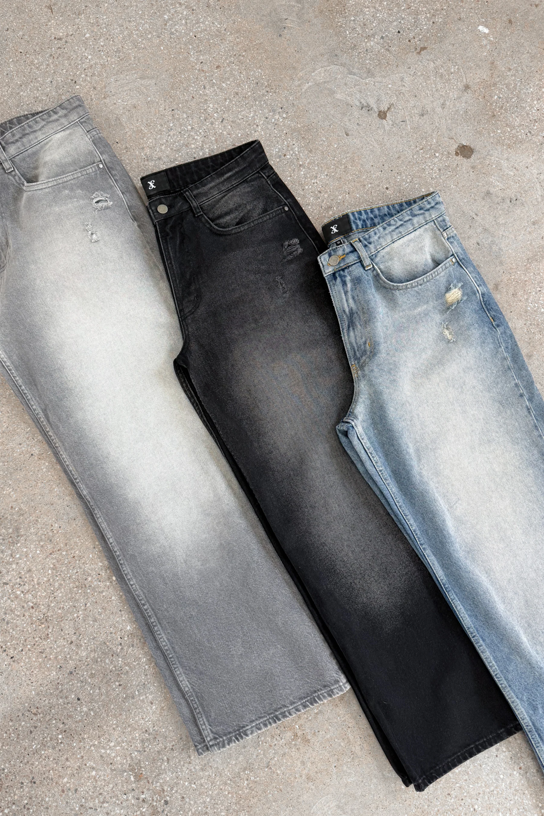 Straight Leg Washed Denim - Blue - Image 13