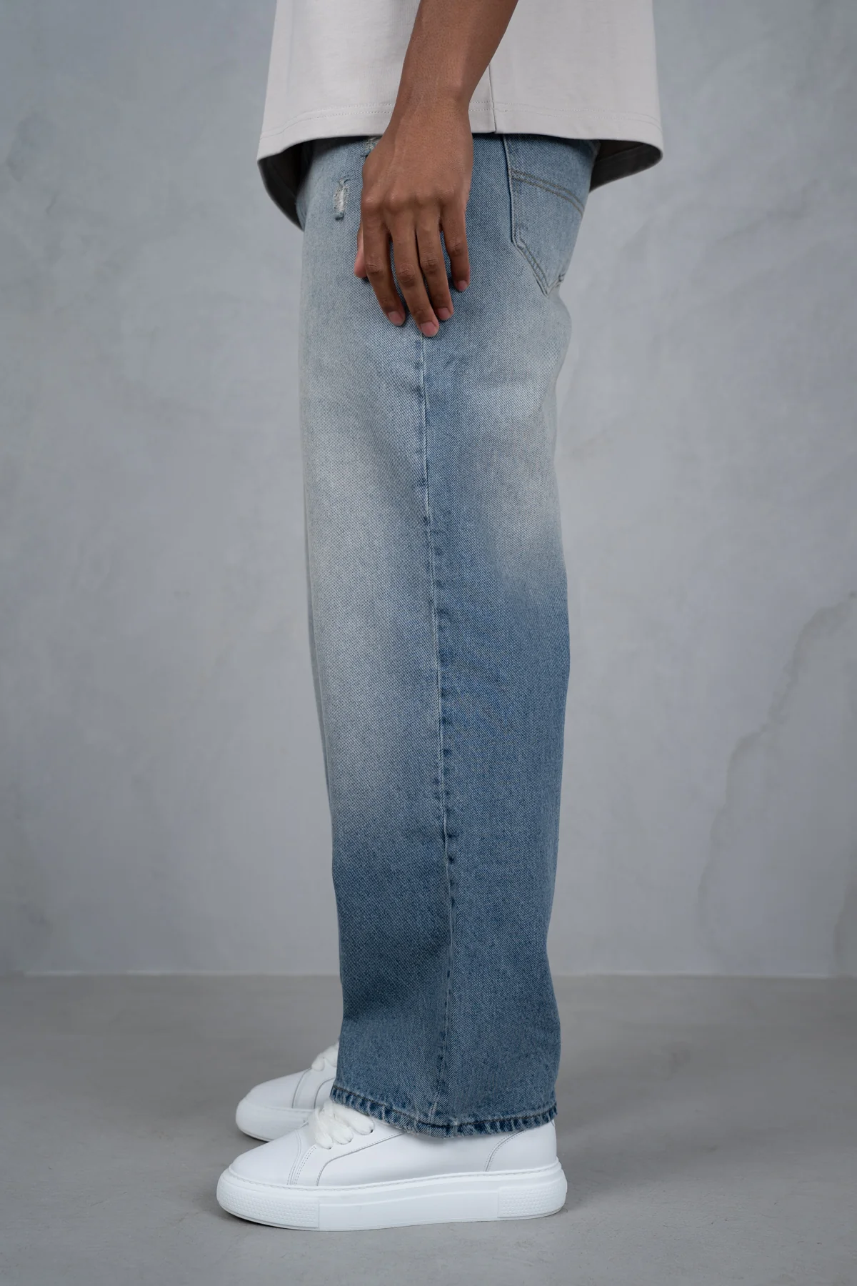 Straight Leg Washed Denim - Blue - Image 7