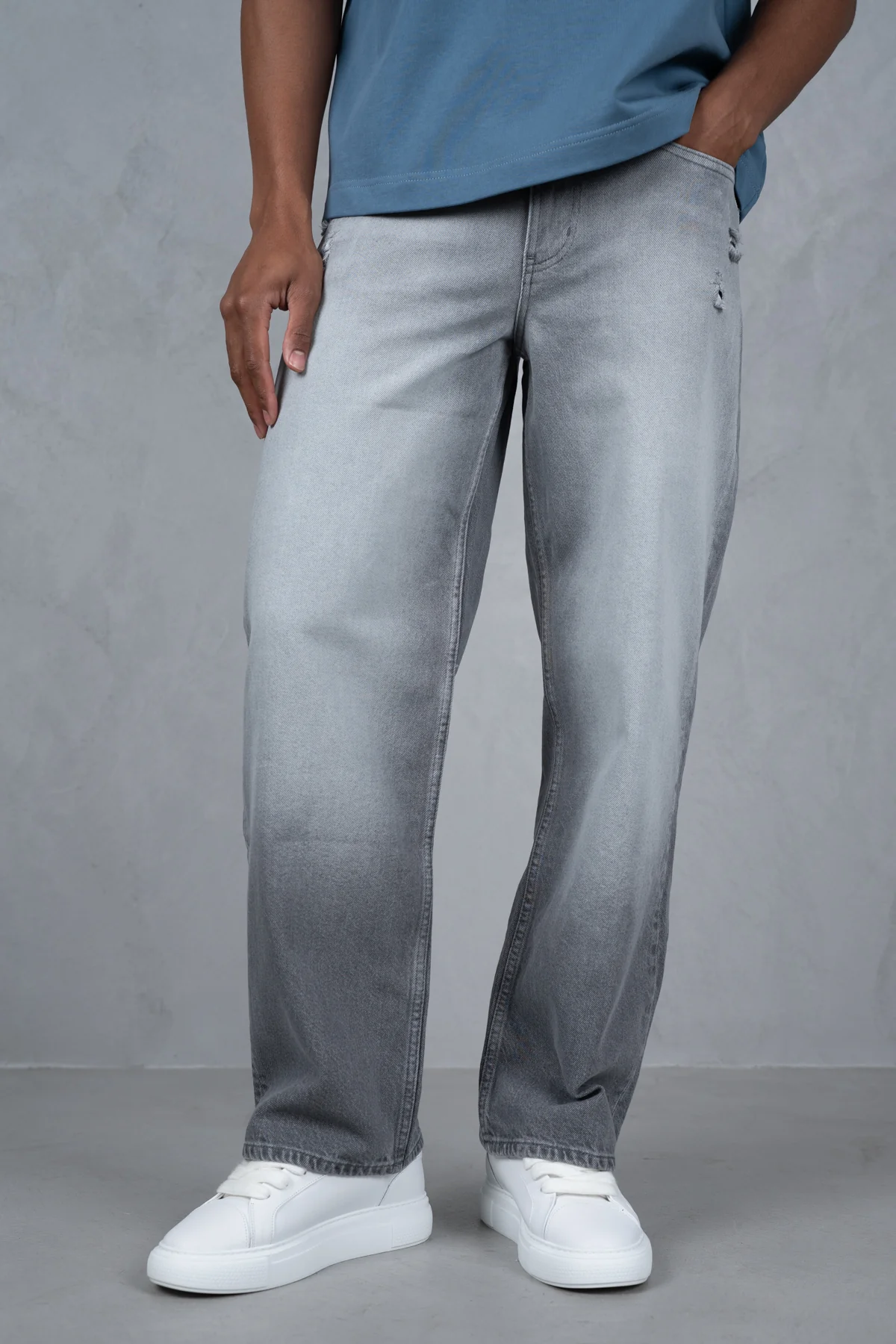 Straight Leg Washed Denim - Grey - Image 10