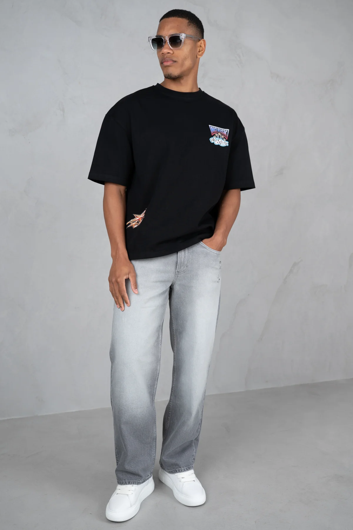 Straight Leg Washed Denim - Grey - Image 4