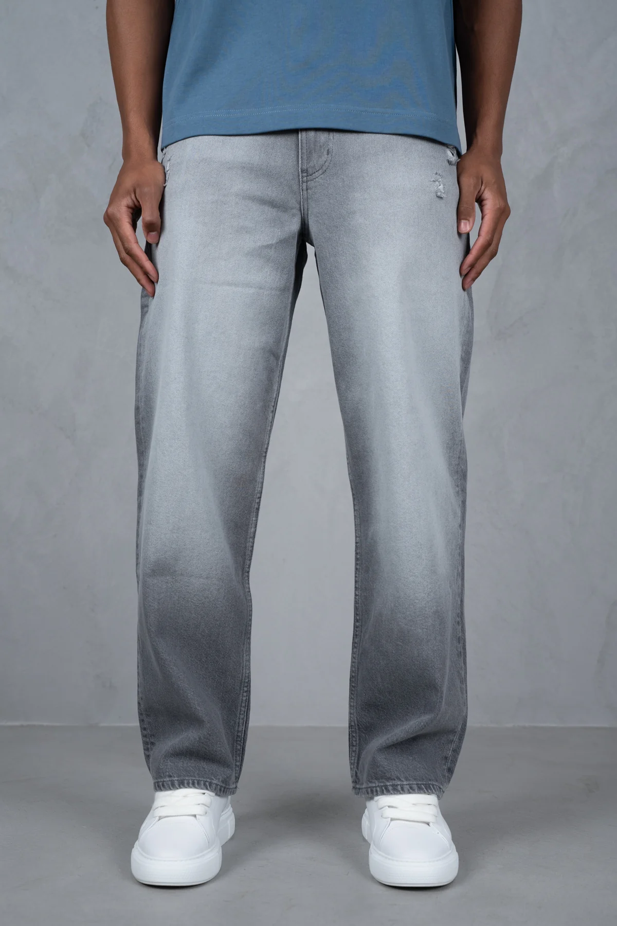 Straight Leg Washed Denim - Grey - Image 5