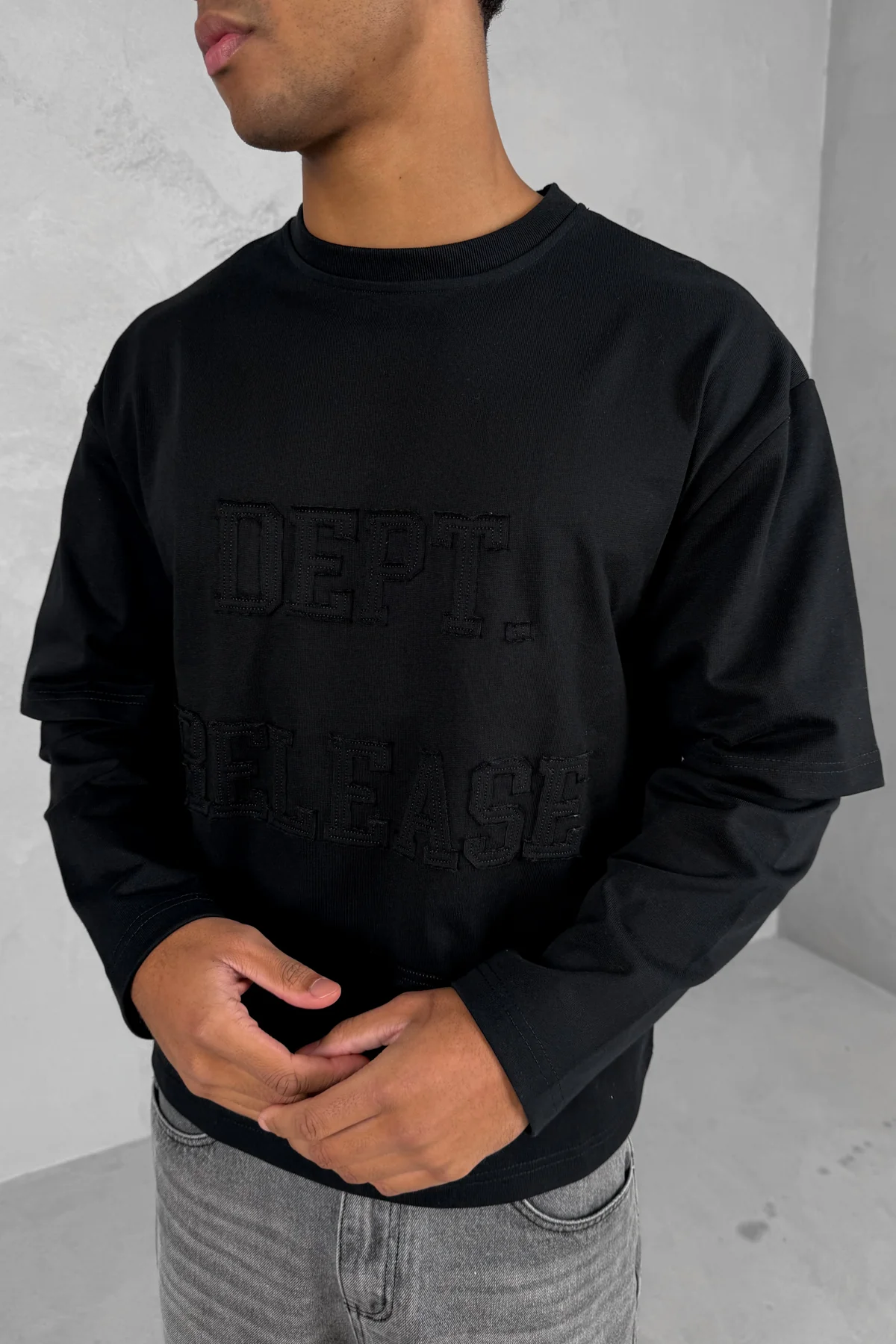 Dept. Release Double Layer Boxy Long Sleeve T-Shirt - Black - Image 10