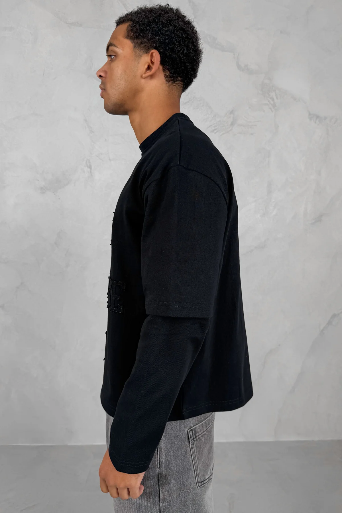 Dept. Release Double Layer Boxy Long Sleeve T-Shirt - Black - Image 11