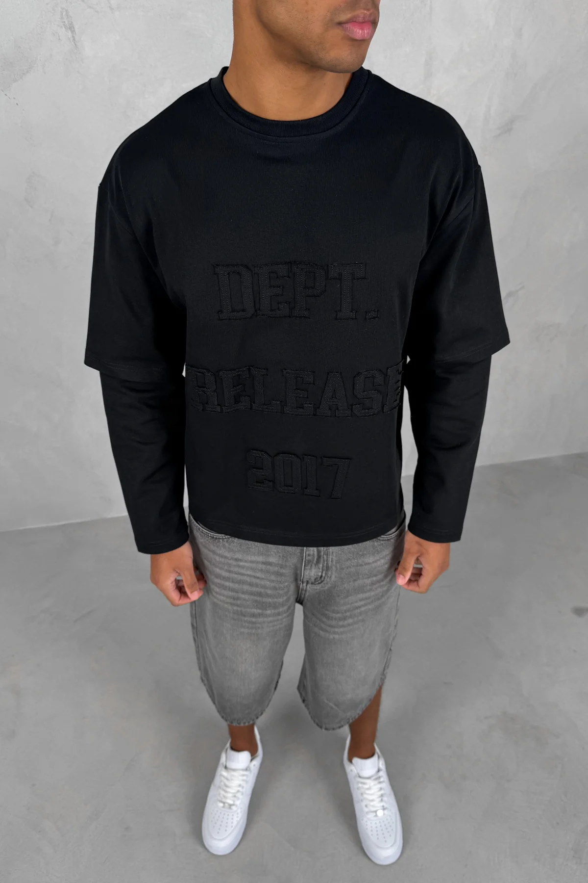 Dept. Release Double Layer Boxy Long Sleeve T-Shirt - Black - Image 13