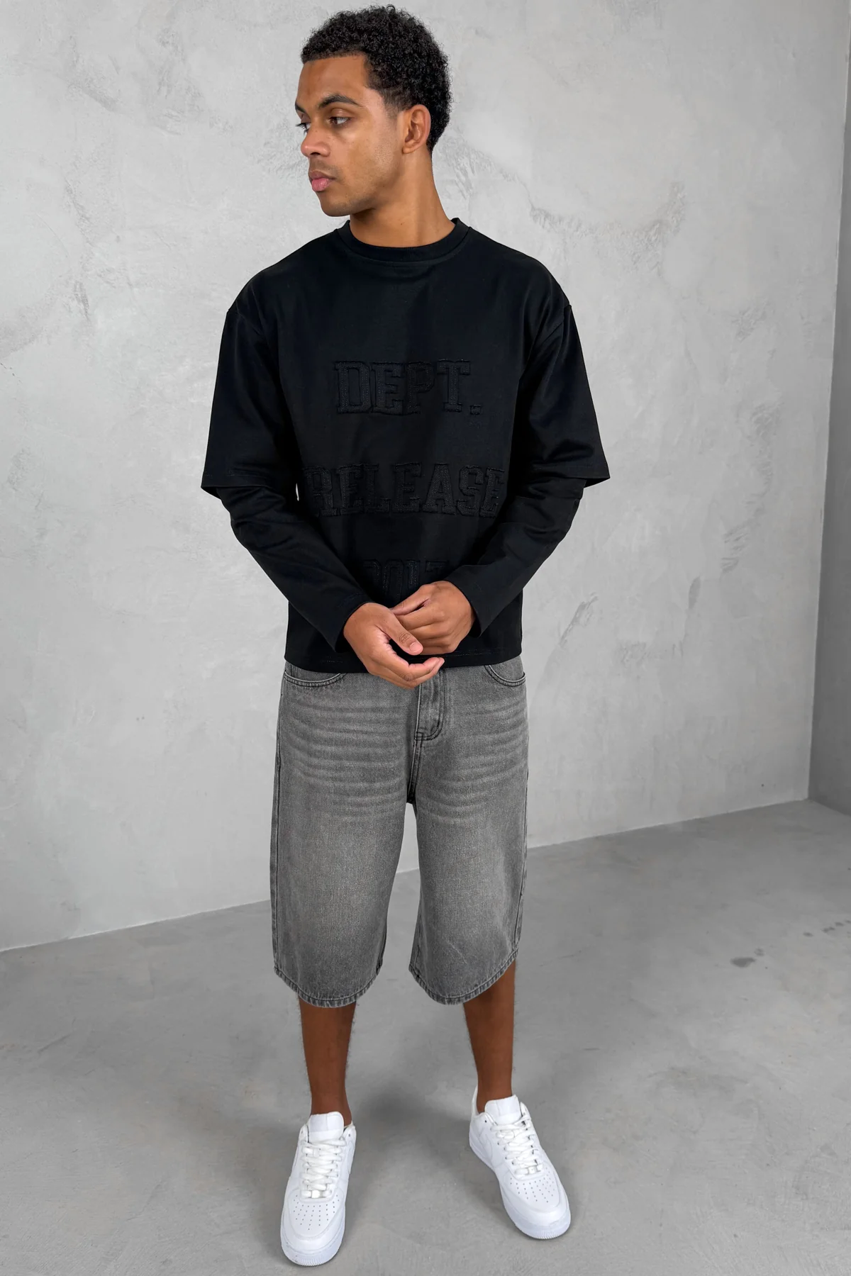 Dept. Release Double Layer Boxy Long Sleeve T-Shirt - Black - Image 14