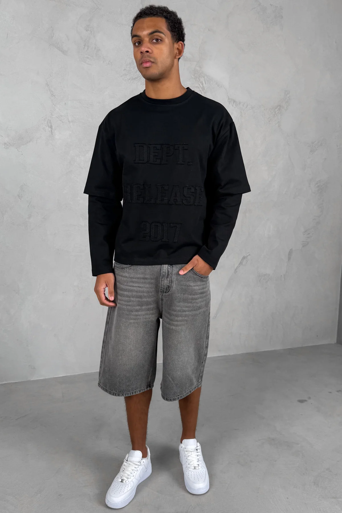Dept. Release Double Layer Boxy Long Sleeve T-Shirt - Black - Image 17