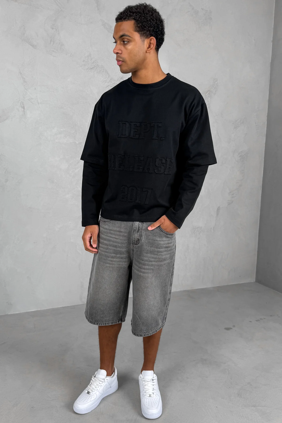 Dept. Release Double Layer Boxy Long Sleeve T-Shirt - Black - Image 18