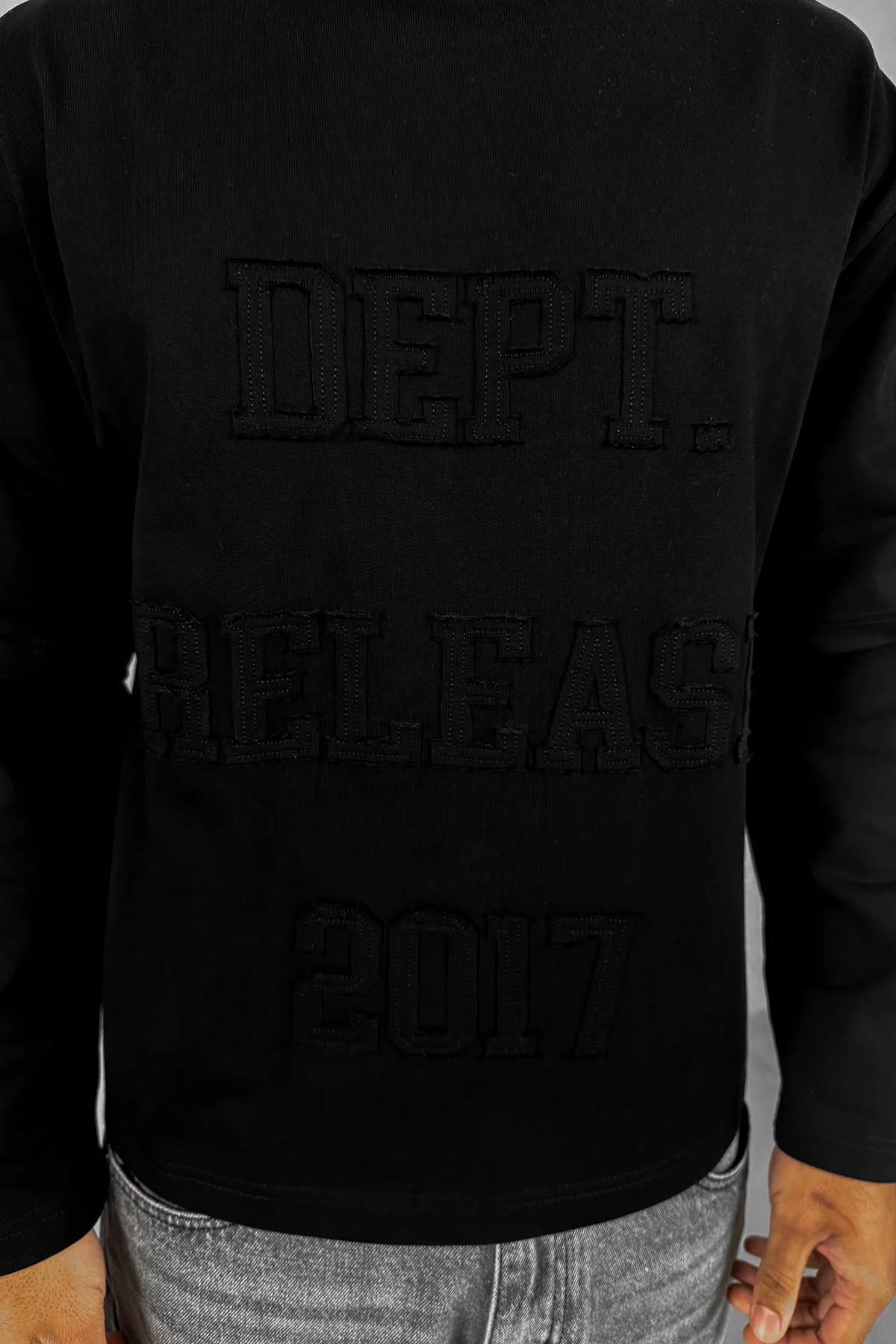 Dept. Release Double Layer Boxy Long Sleeve T-Shirt - Black - Image 3