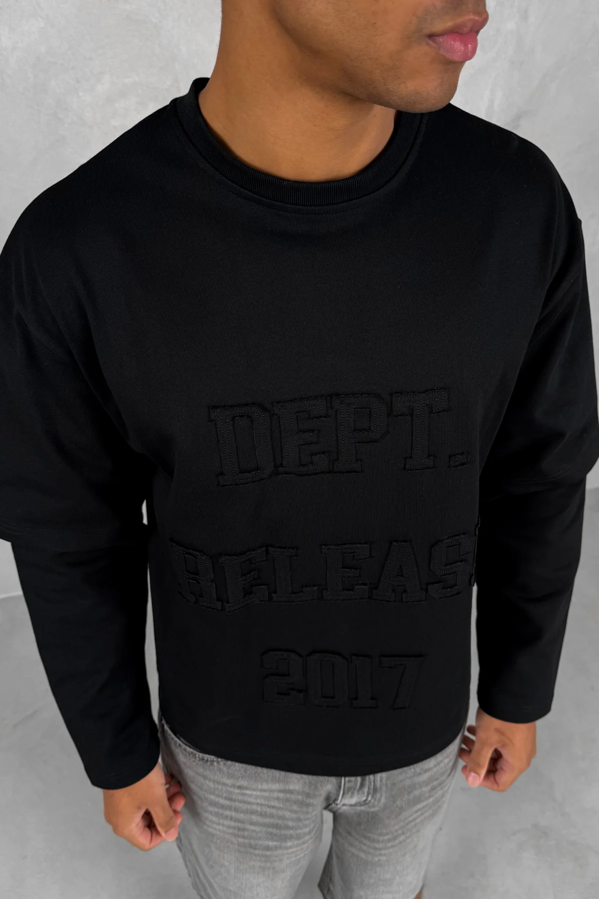 Dept. Release Double Layer Boxy Long Sleeve T-Shirt - Black - Image 4