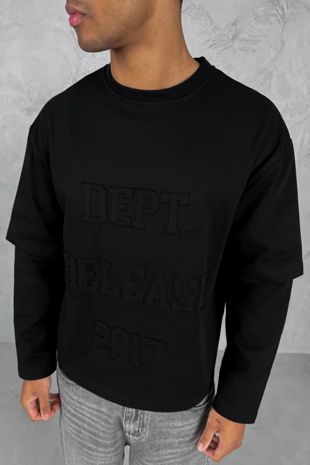 Dept. Release Double Layer Boxy Long Sleeve T-Shirt - Black - Image 5