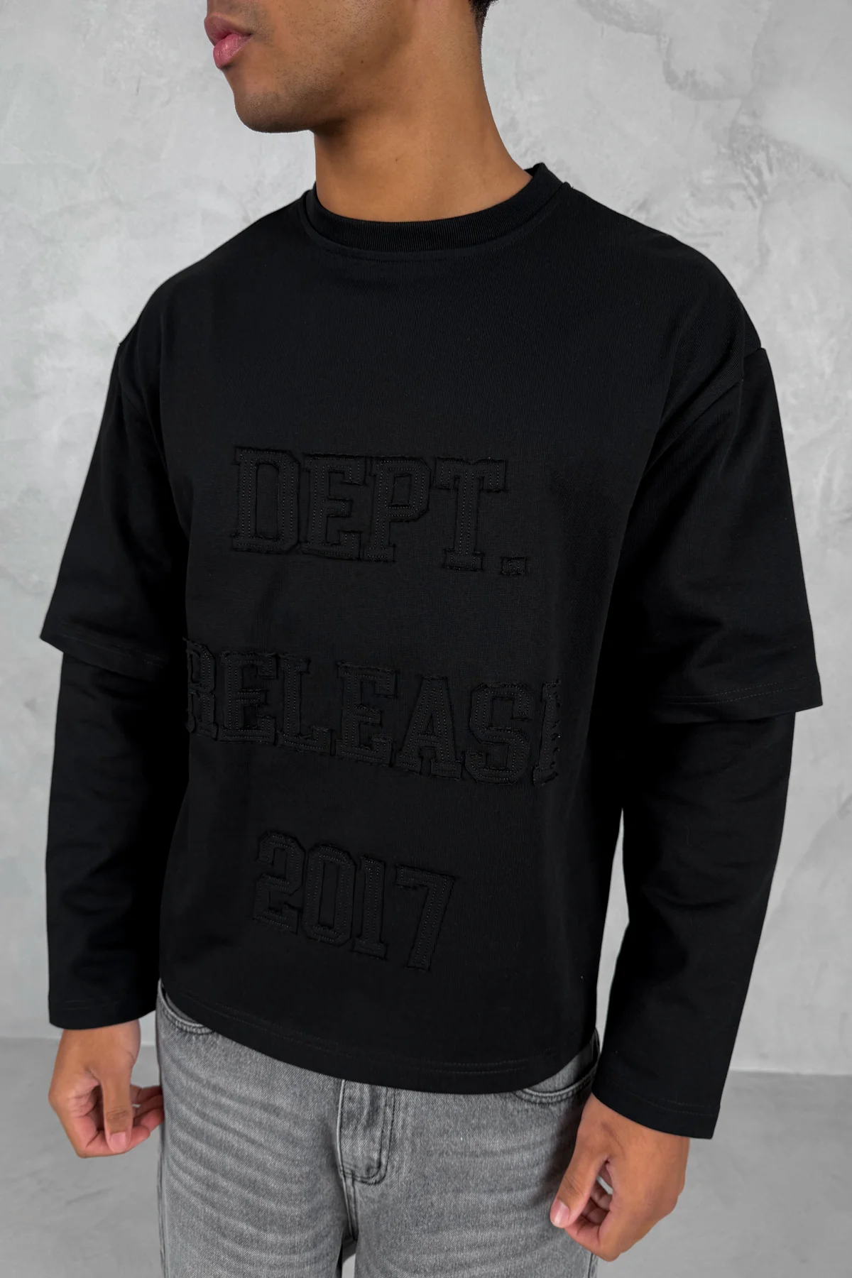 Dept. Release Double Layer Boxy Long Sleeve T-Shirt - Black - Image 6