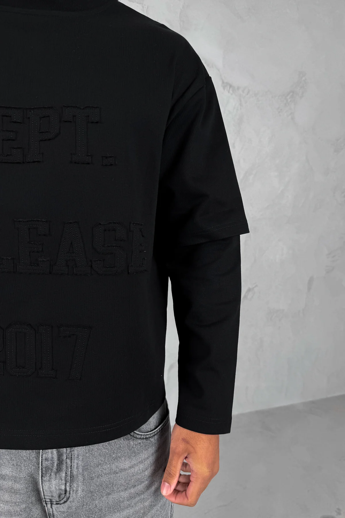 Dept. Release Double Layer Boxy Long Sleeve T-Shirt - Black - Image 7