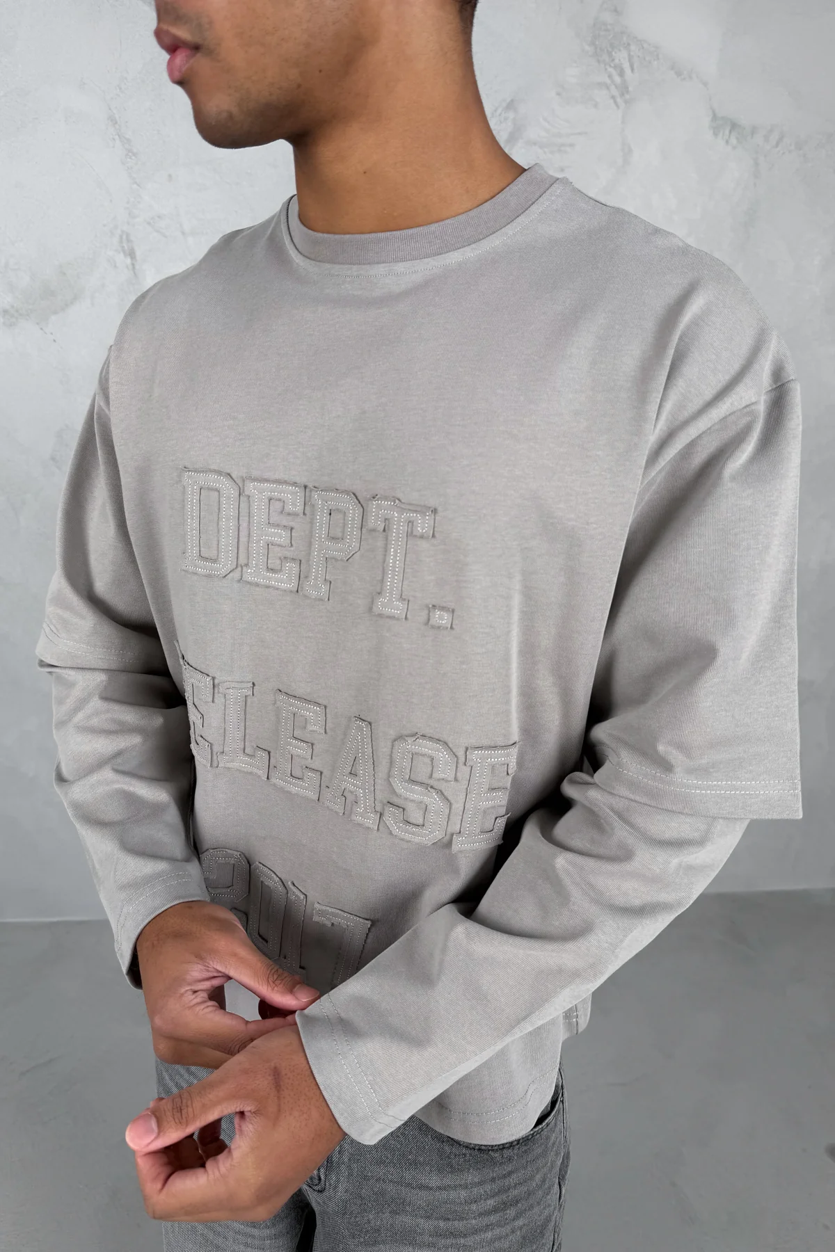 Dept. Release Double Layer Boxy Long Sleeve T-Shirt - Grey - Image 14