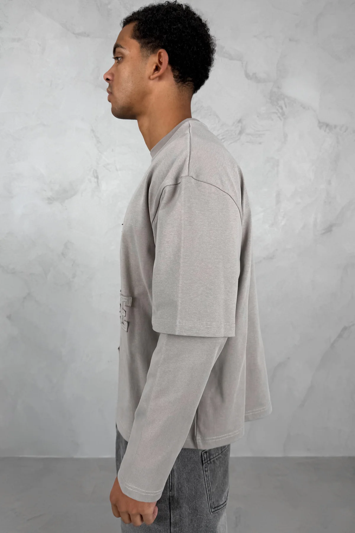 Dept. Release Double Layer Boxy Long Sleeve T-Shirt - Grey - Image 15