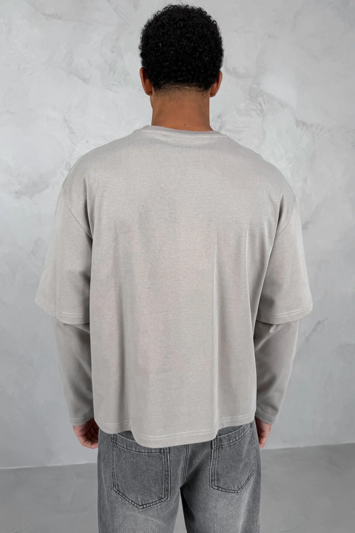 Dept. Release Double Layer Boxy Long Sleeve T-Shirt - Grey - Image 16