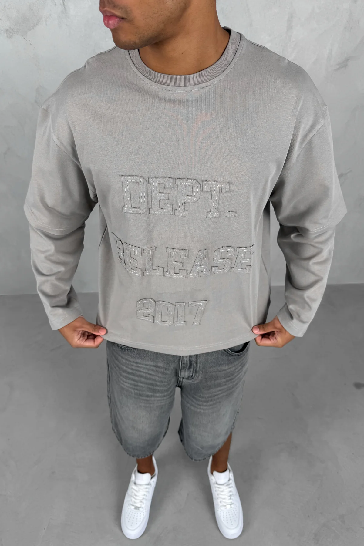 Dept. Release Double Layer Boxy Long Sleeve T-Shirt - Grey - Image 4