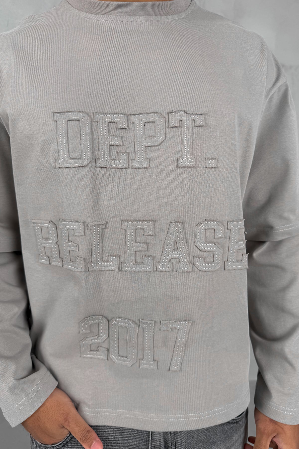 Dept. Release Double Layer Boxy Long Sleeve T-Shirt - Grey - Image 6