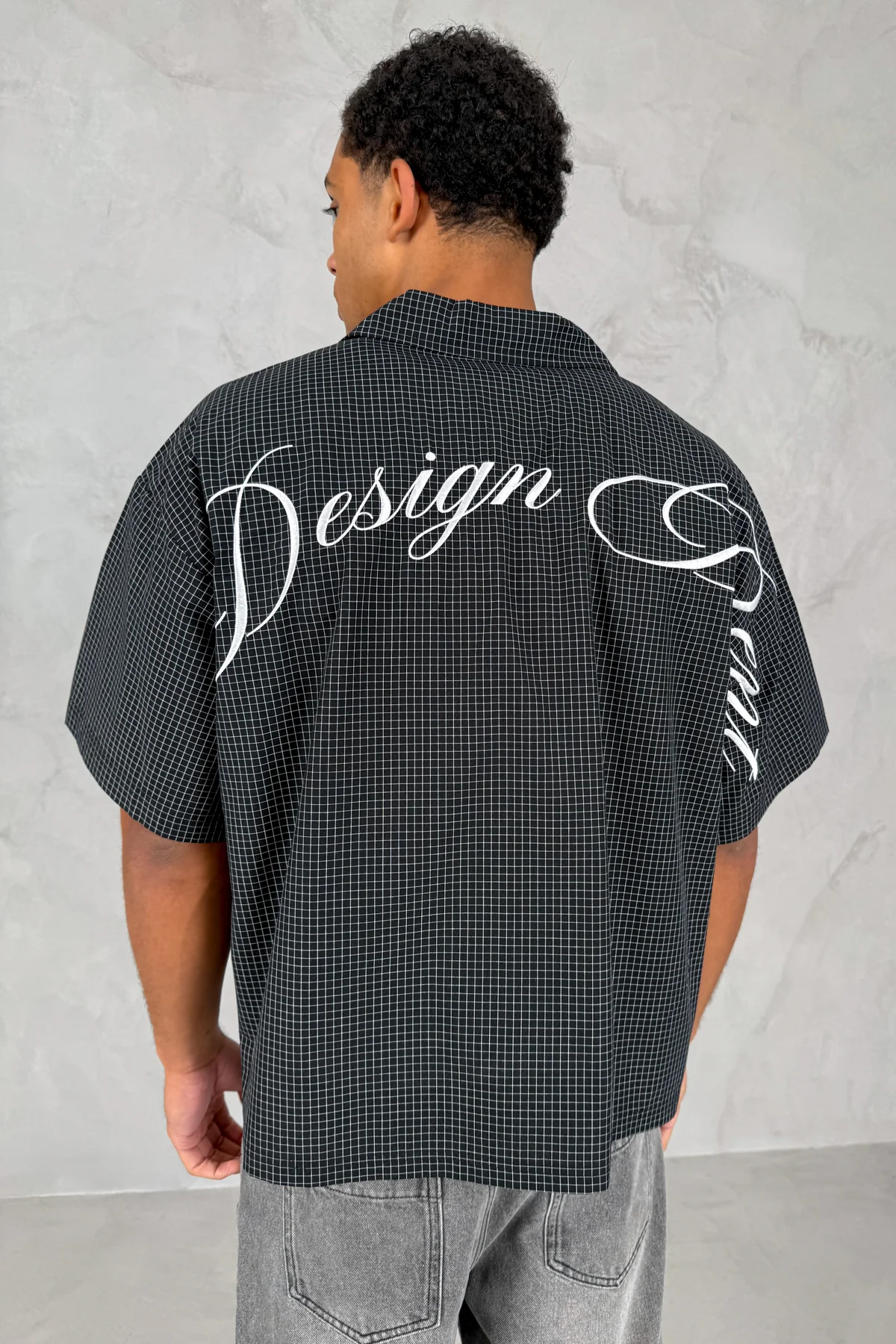 Design Dept Boxy Micro Check Shirt - Black - Image 2