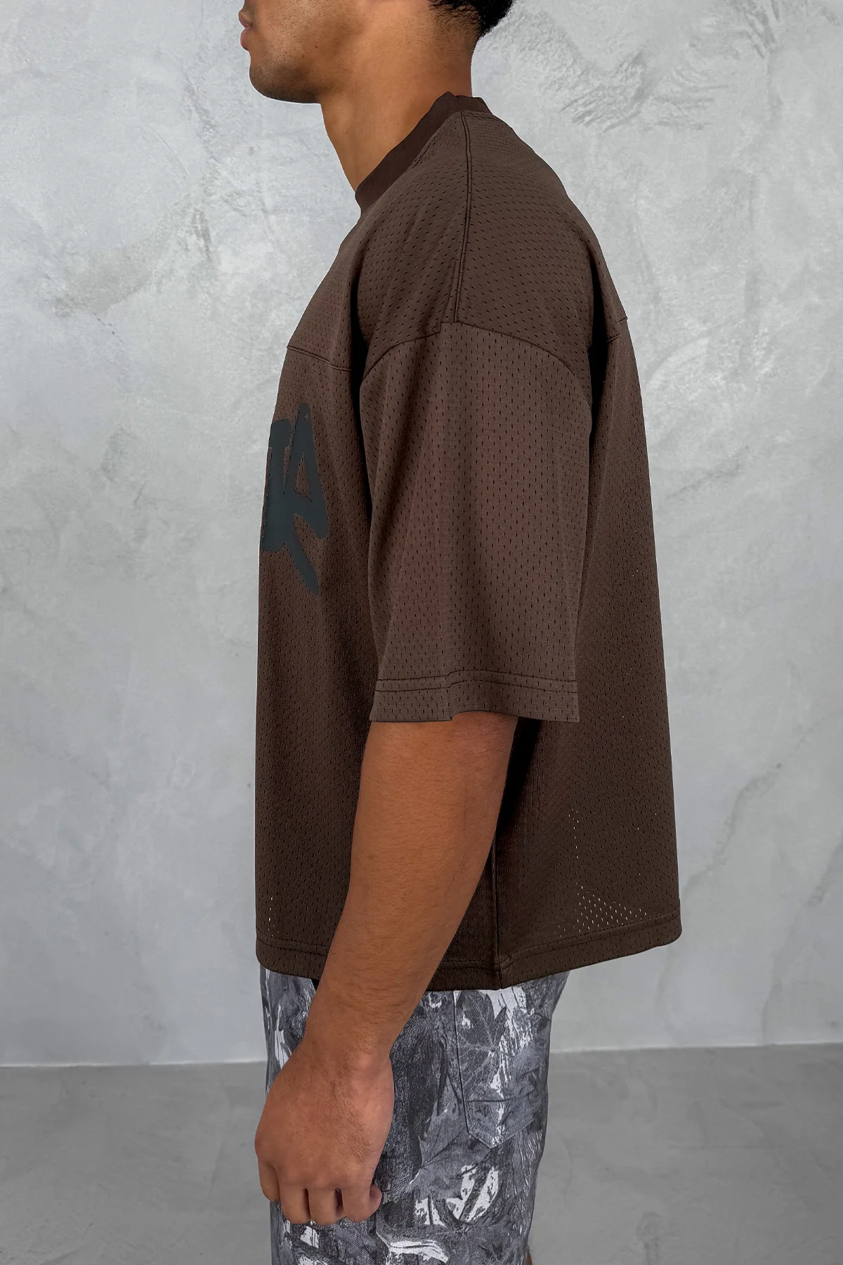Error Boxy Mesh T-Shirt - Khaki Brown - Image 6