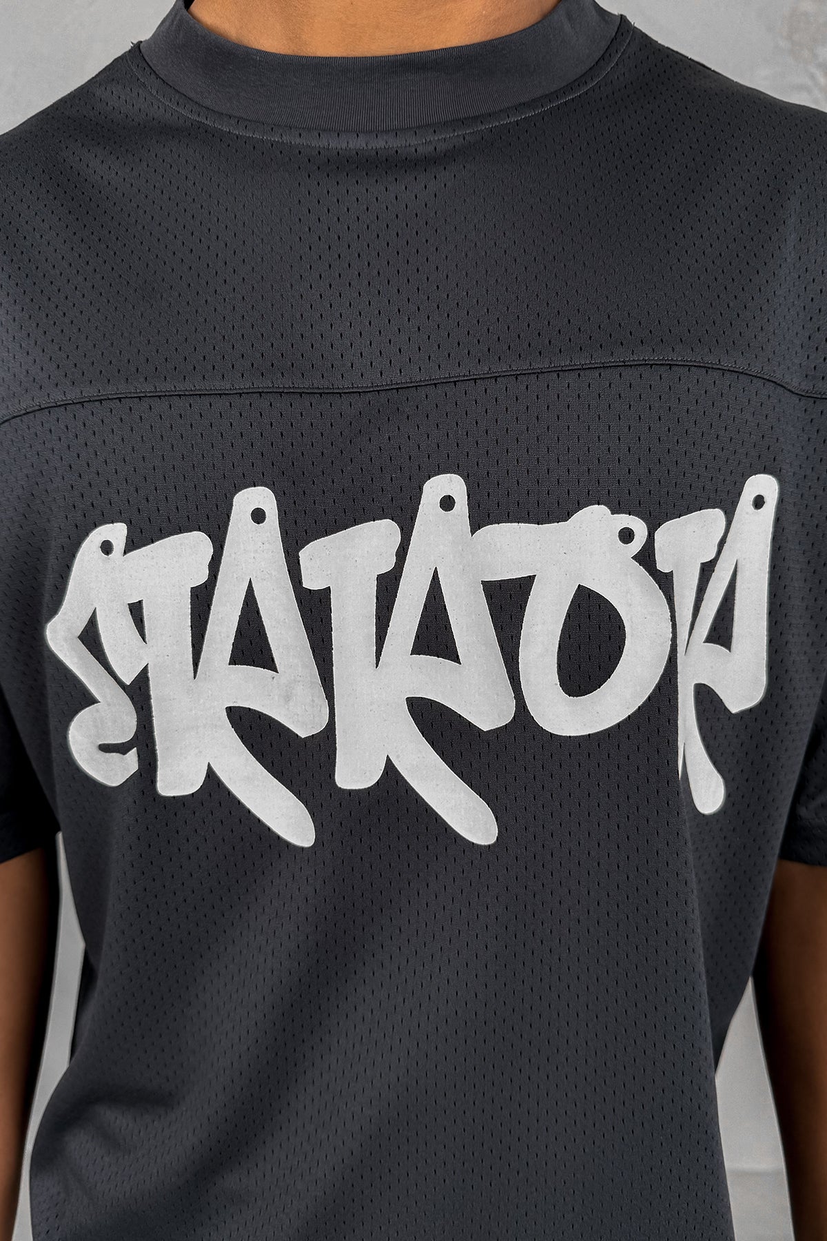 Error Boxy Mesh T-Shirt - Charcoal - Image 4
